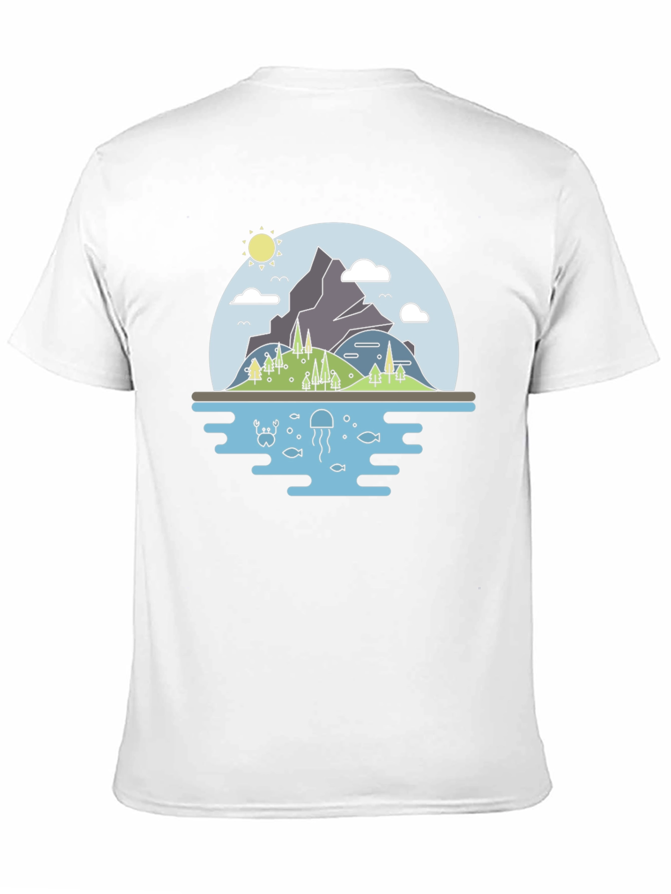Nature Scene Graphic T-Shirt - Black Cotton Tee