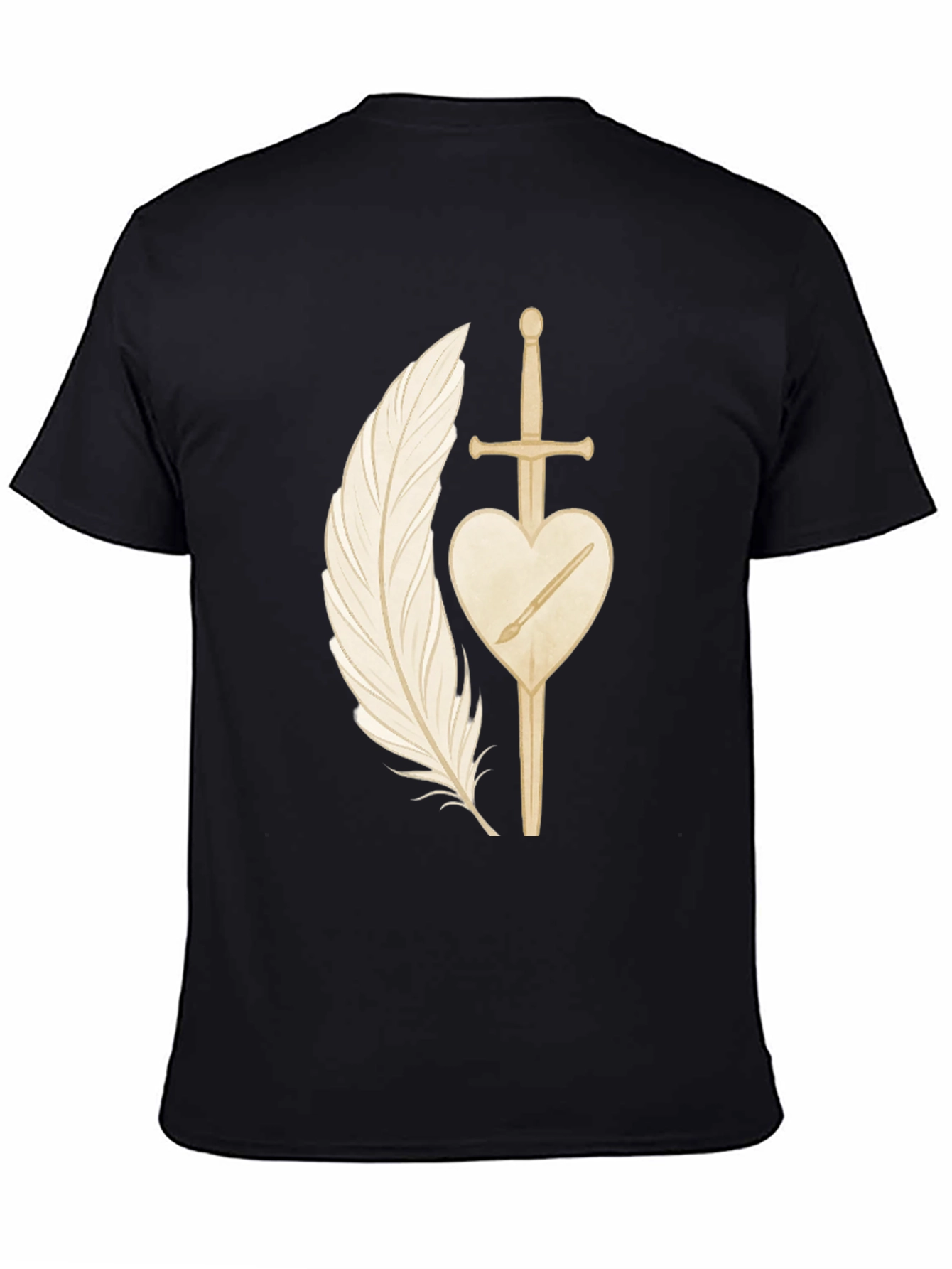 Feather & Sword Graphic Tee - Artistic Design