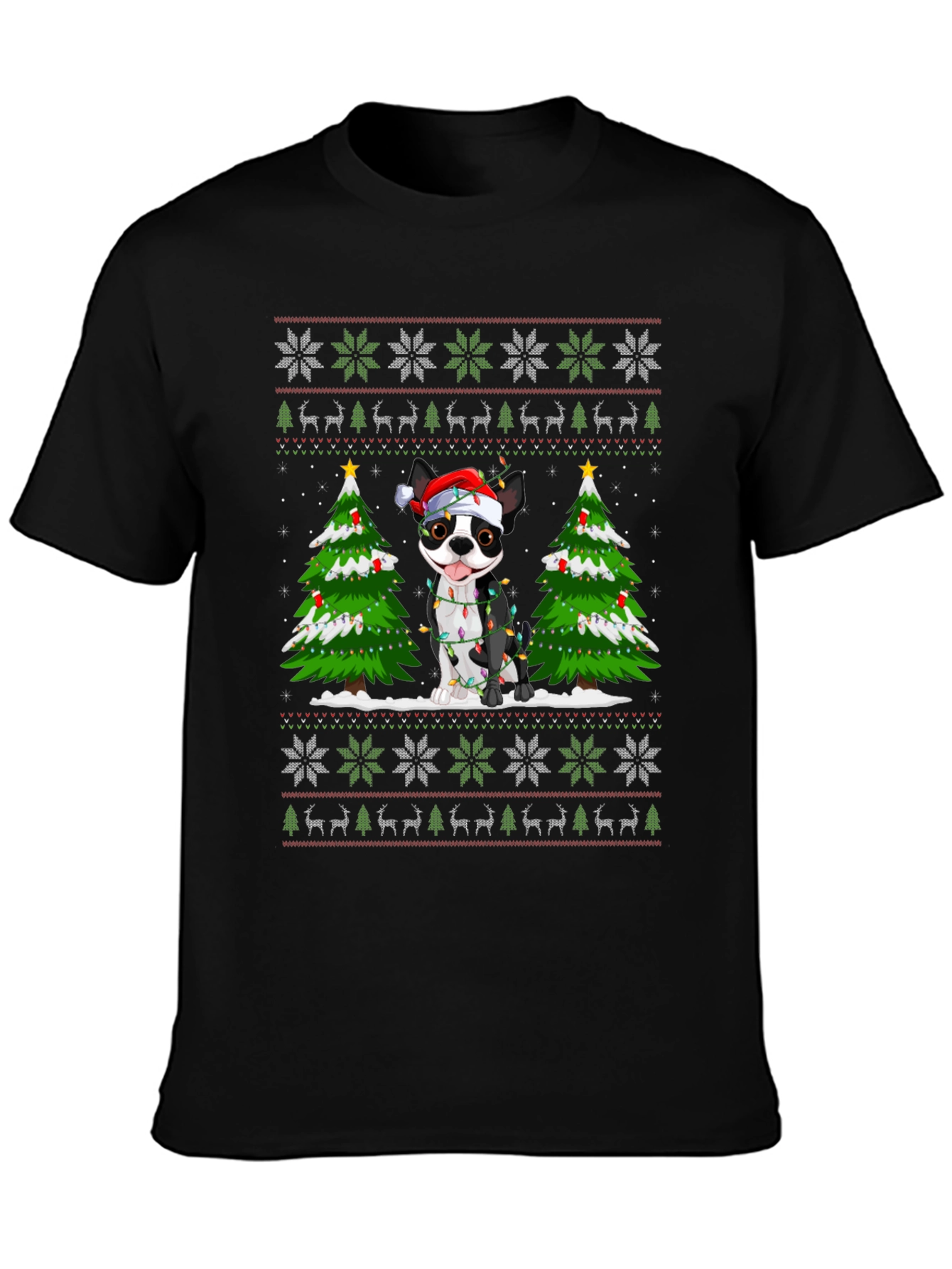 Festive Dog Christmas Tree Graphic Tee