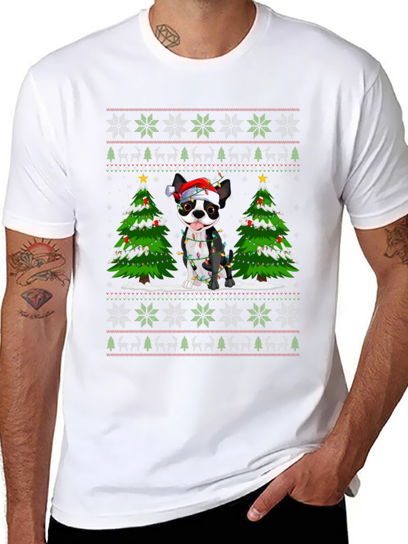 Festive Dog Christmas Tree Graphic Tee
