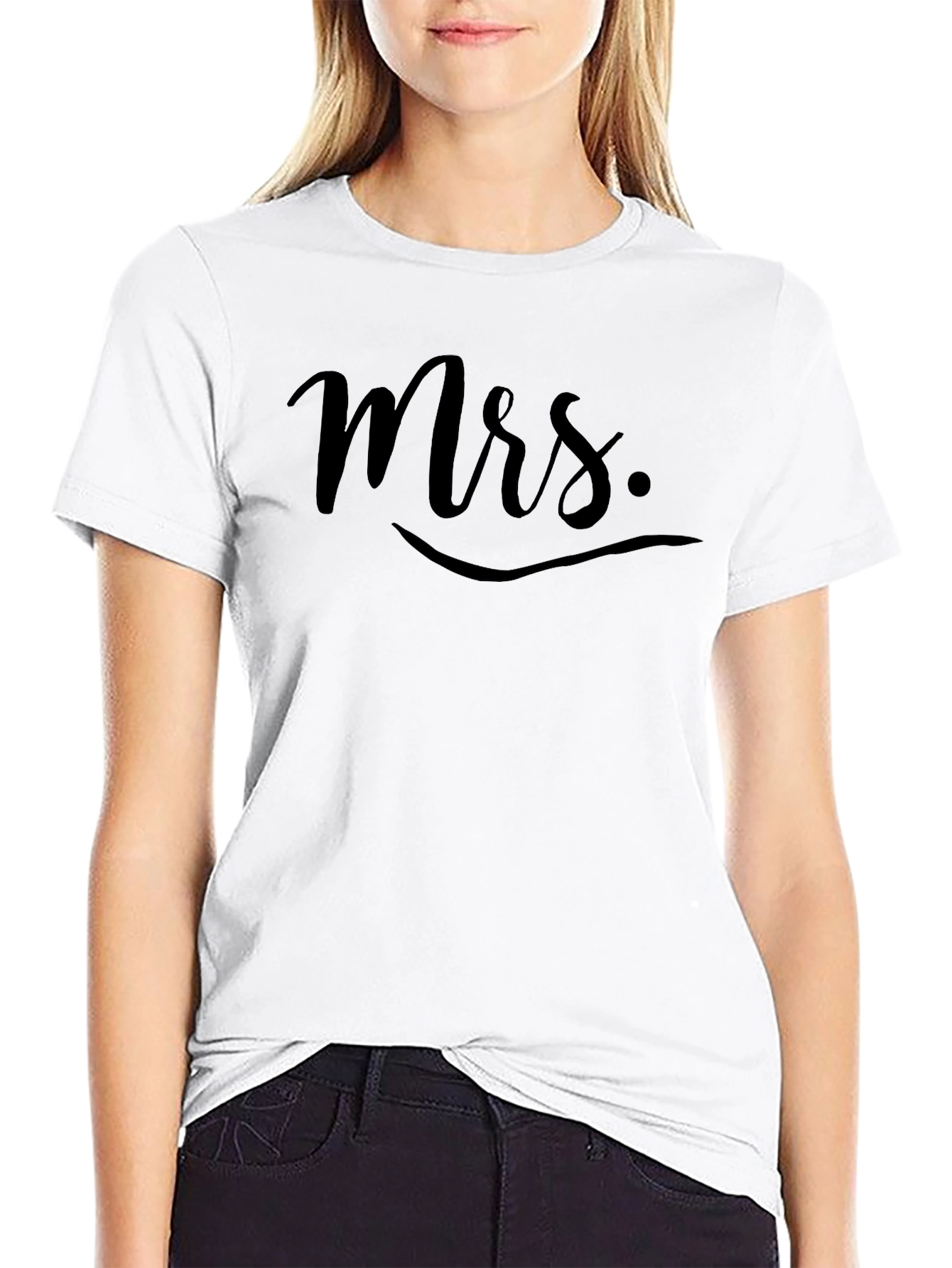 Mrs. Graphic Tee - Black Crew Neck T-Shirt