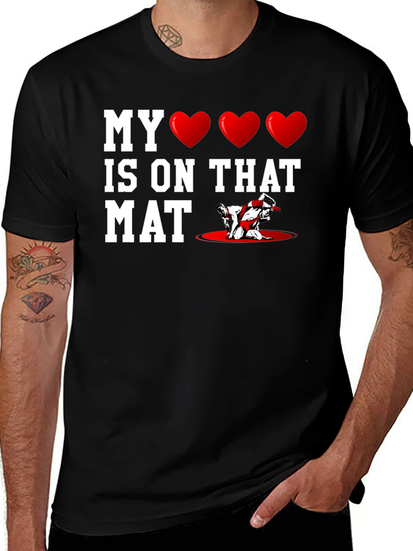 My Heart Is On That Mat Wrestling Graphic Tee