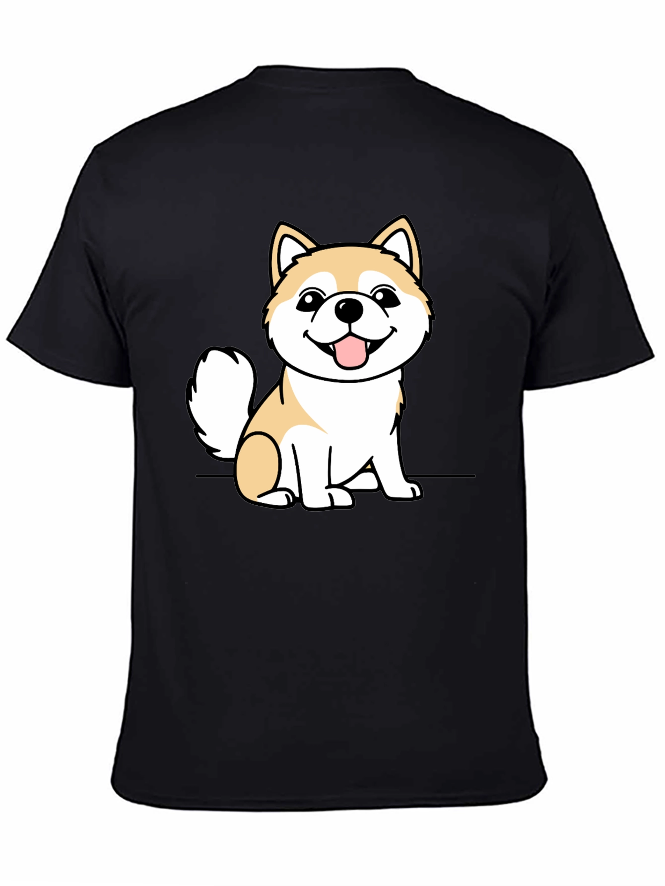 Cute Shiba Inu Dog Graphic Tee - Black