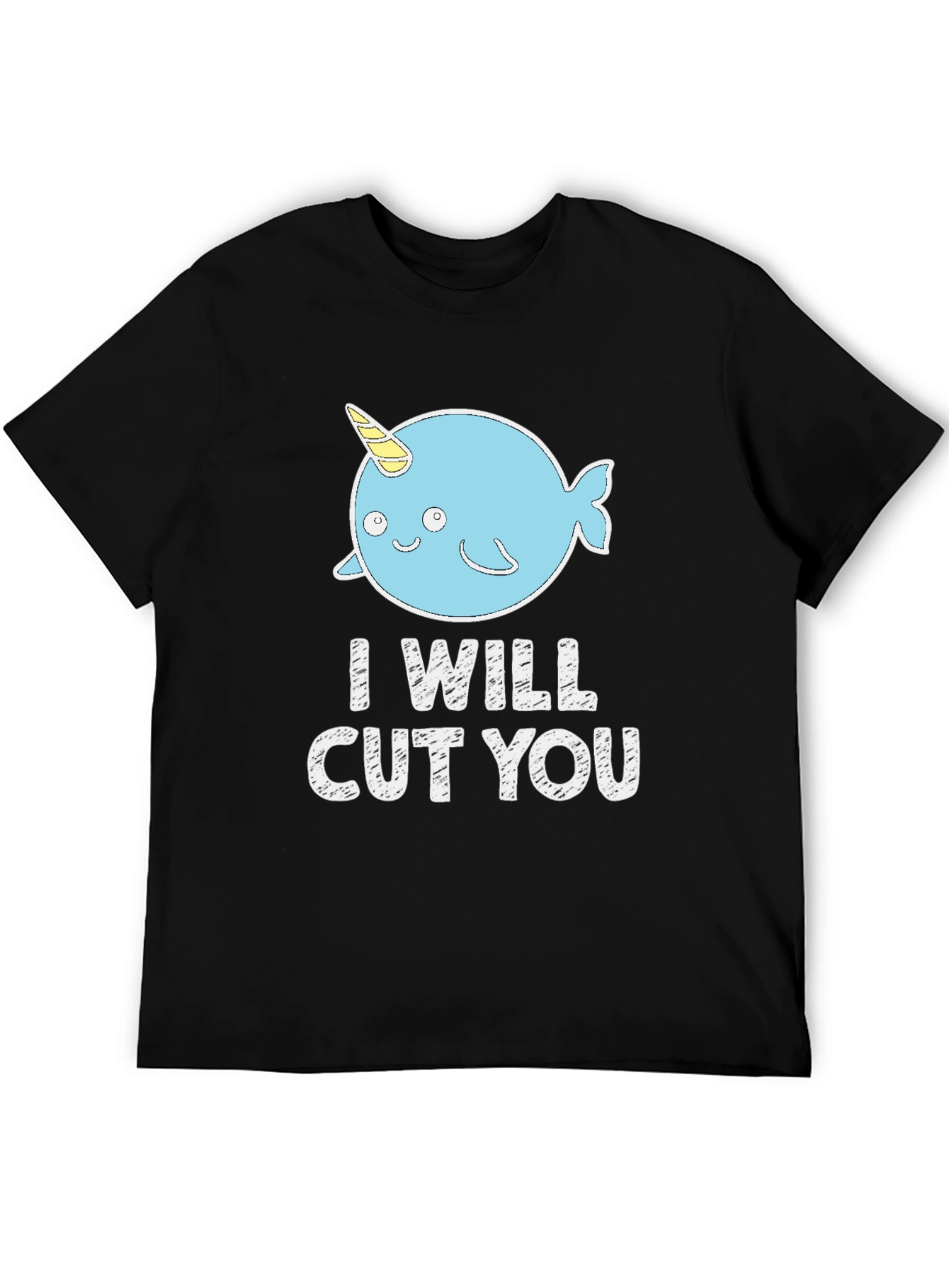 Funny Narwhal I Will Cut You Black T-Shirt