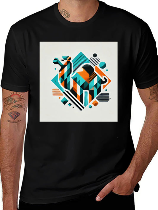 Geometric Camel Graphic Tee - Modern Design