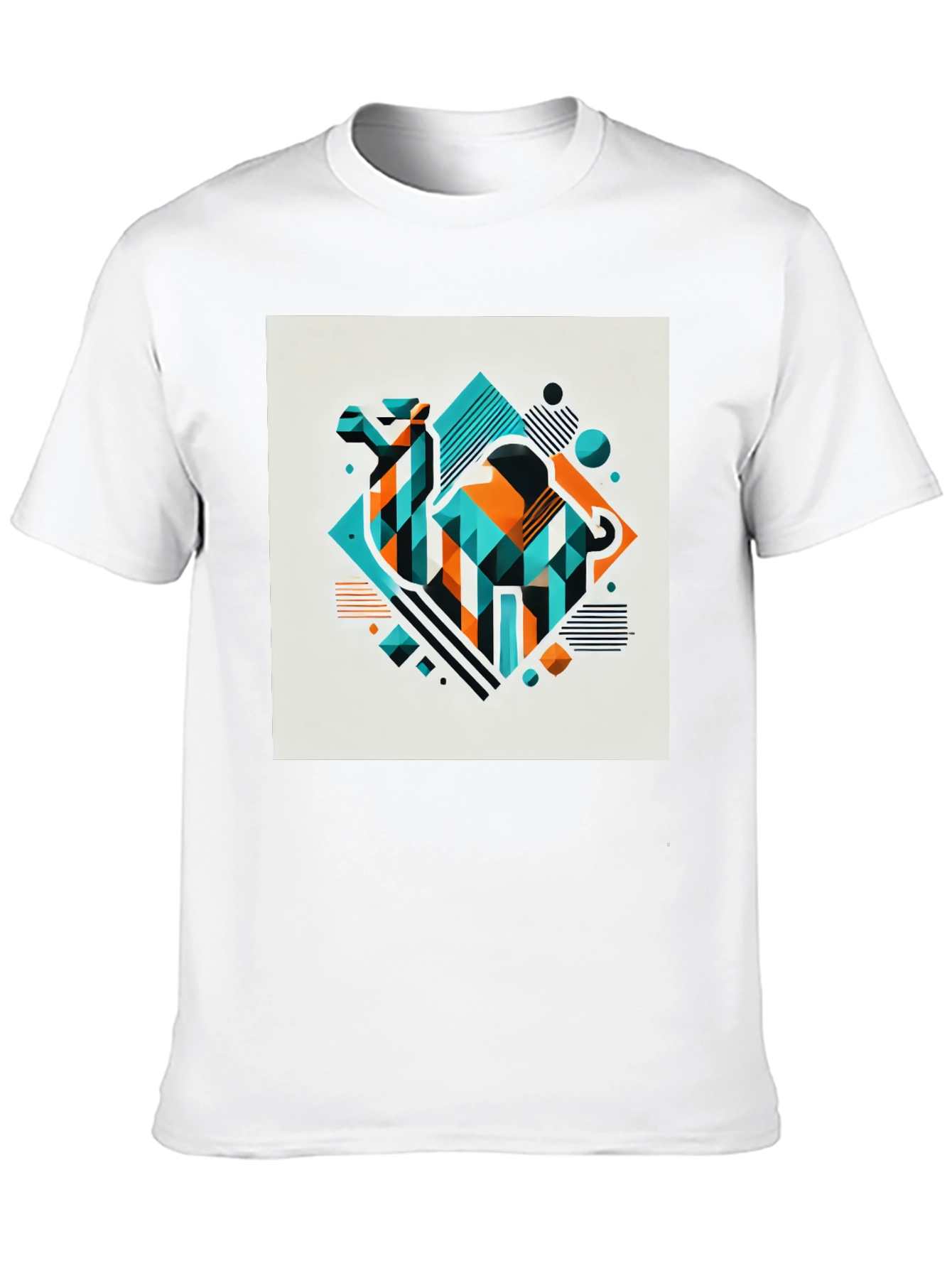 Geometric Camel Graphic Tee - Modern Design