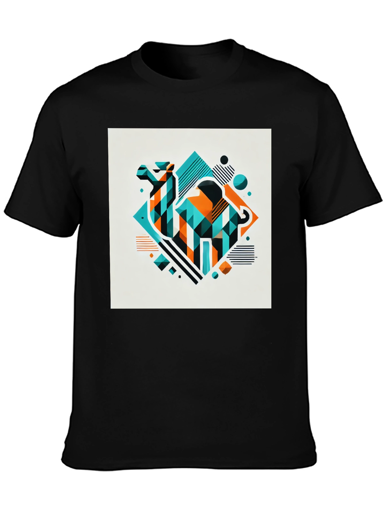 Geometric Camel Graphic Tee - Modern Design