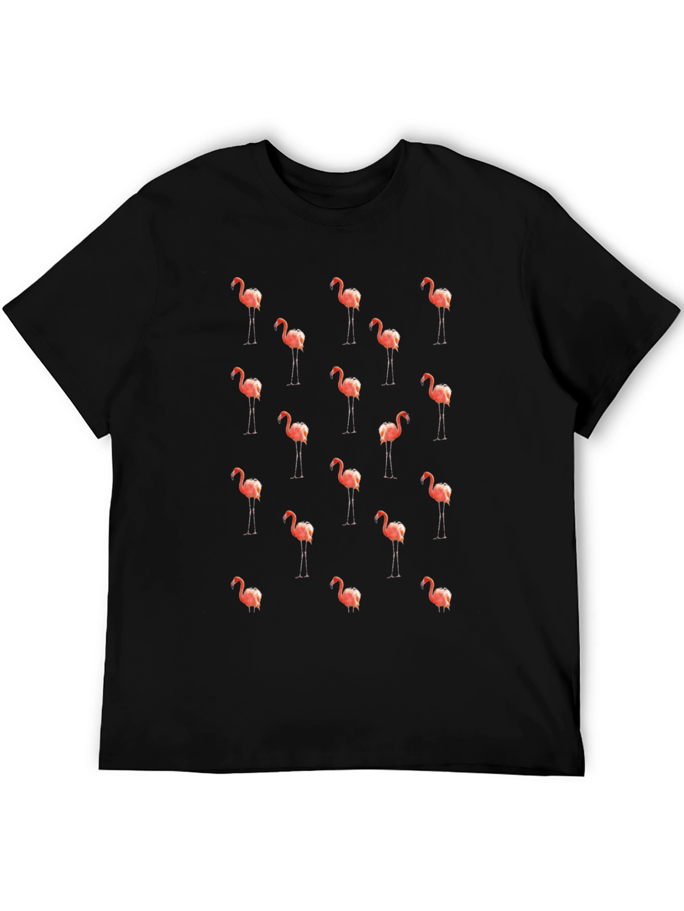 Mens Black Flamingo Print Tee