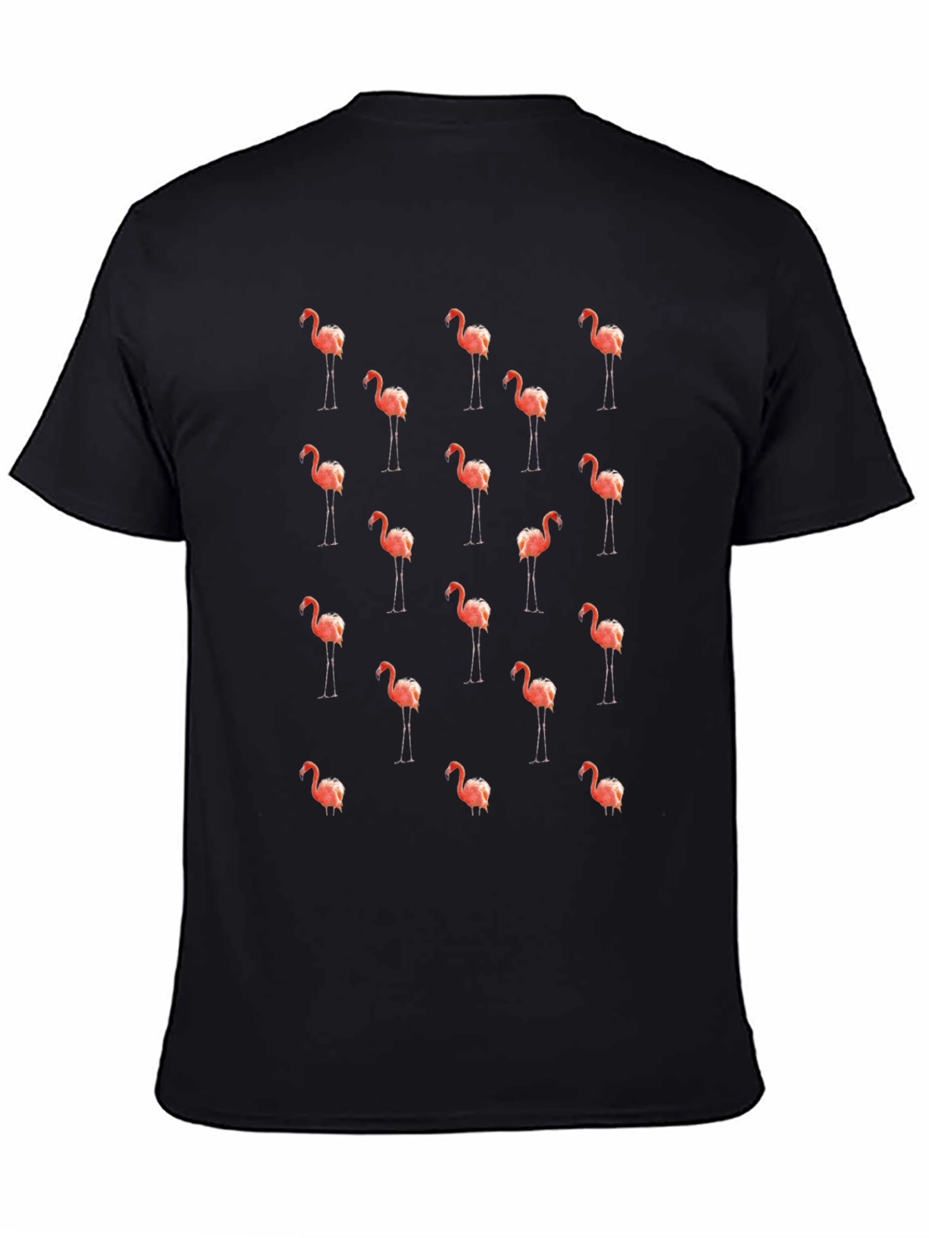 Mens Black Flamingo Print Tee