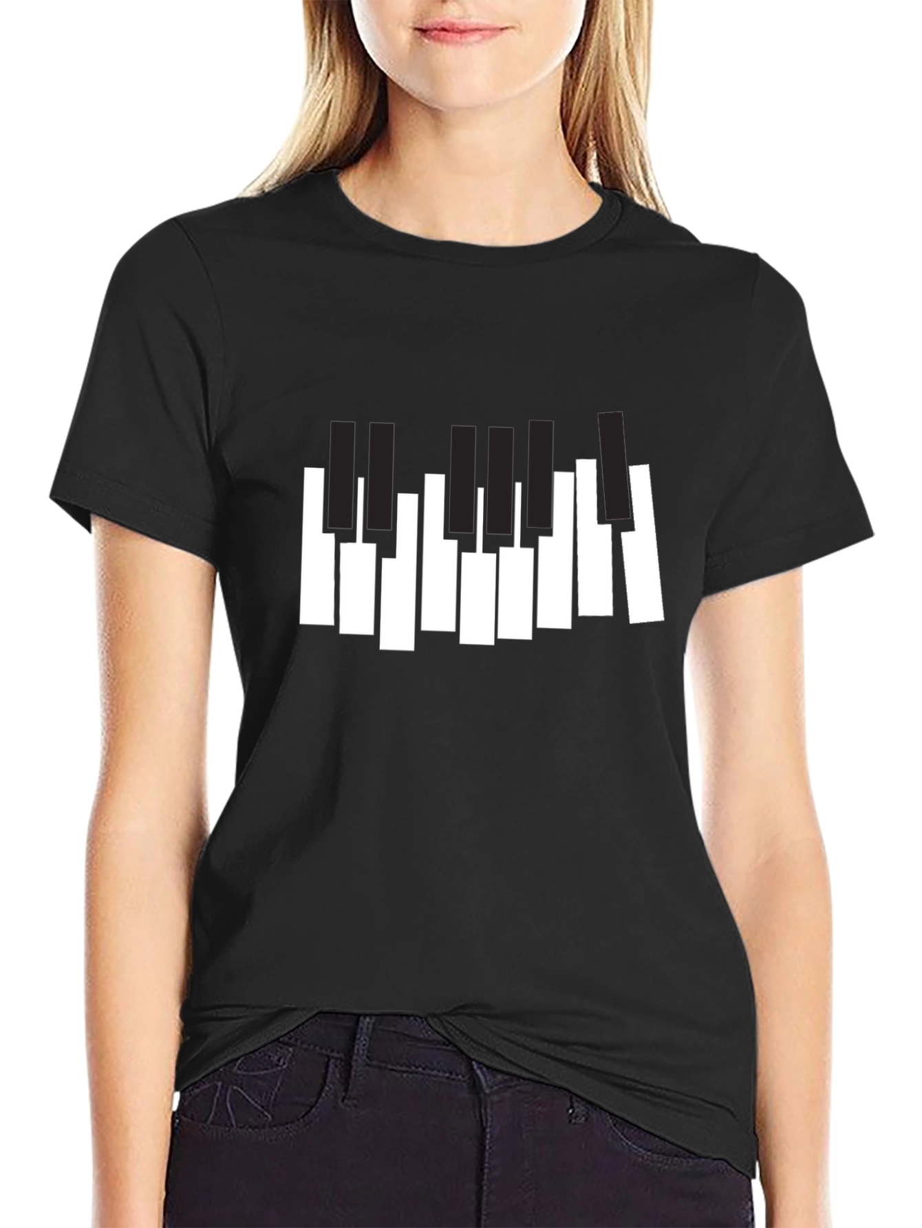 Piano Keys Graphic Black T-Shirt