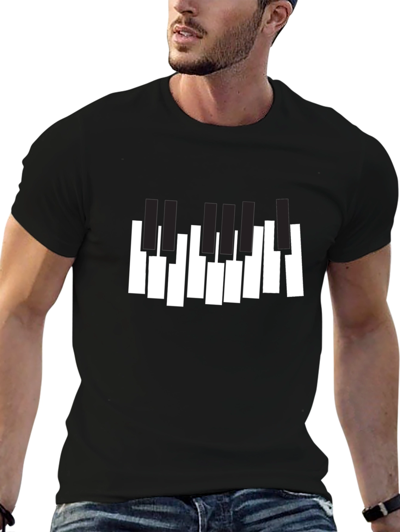 Piano Keys Graphic Black T-Shirt