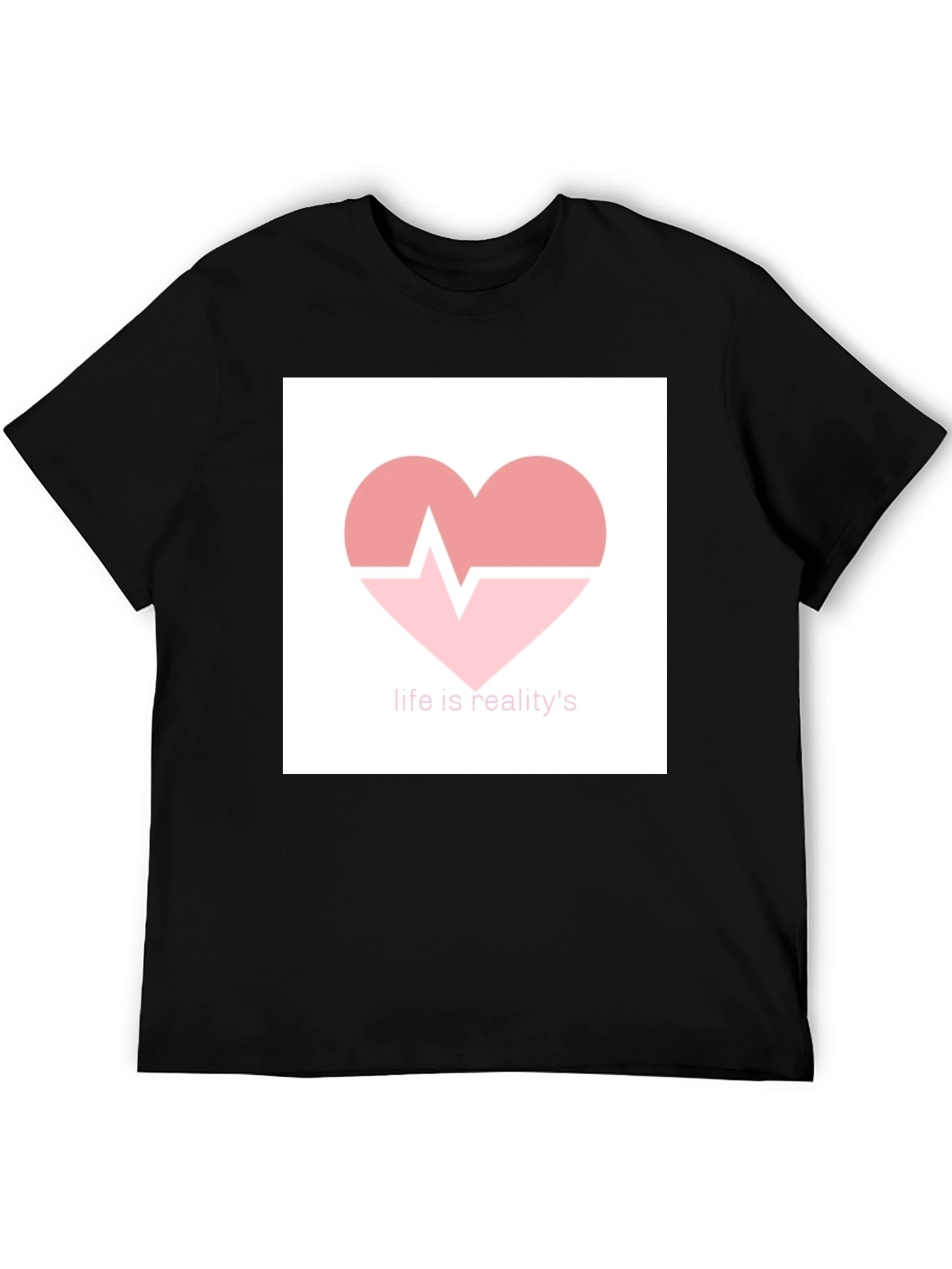 Life is Reality Heartbeat Graphic Tee - Black