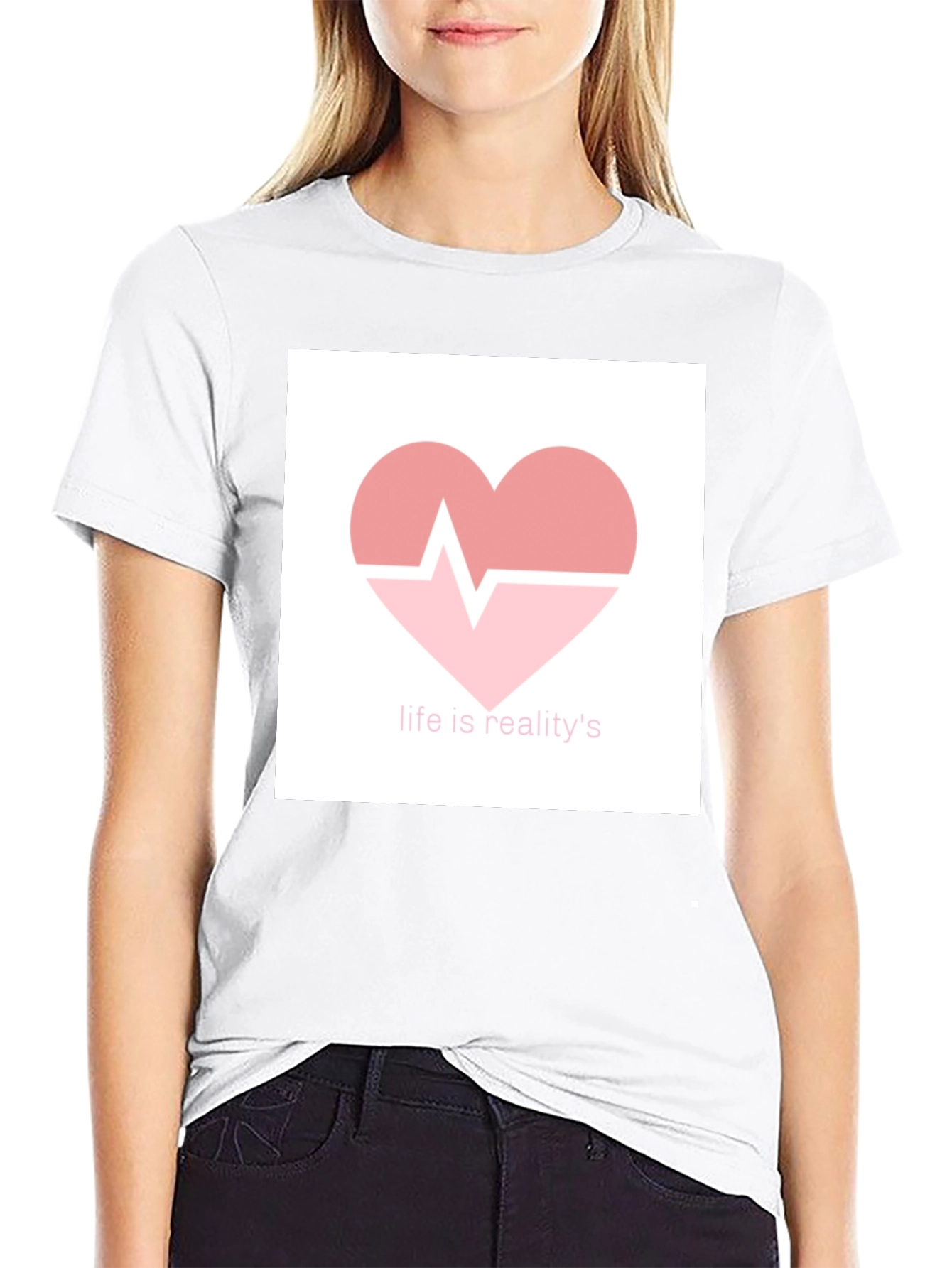 Life is Reality Heartbeat Graphic Tee - Black