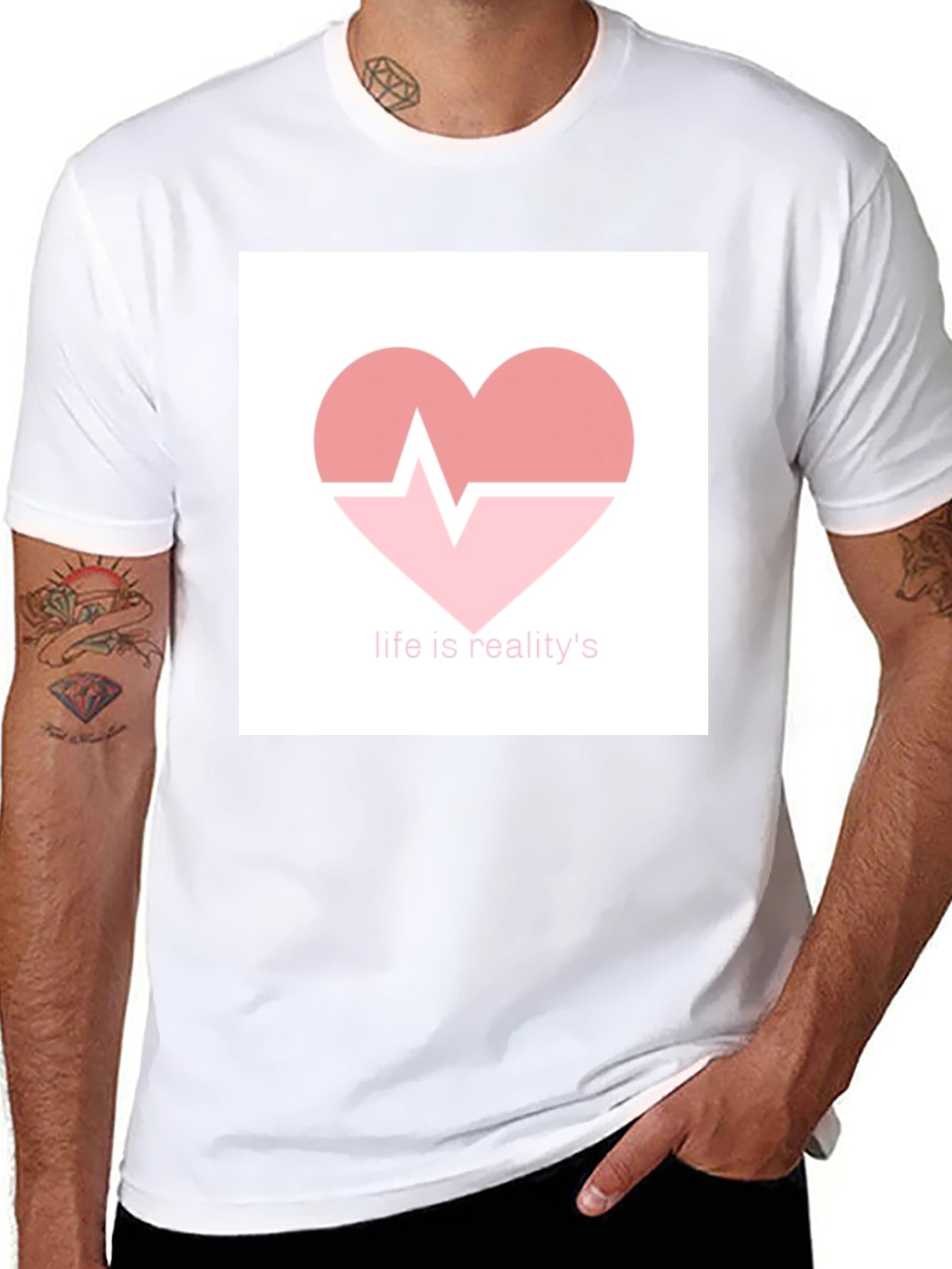 Life is Reality Heartbeat Graphic Tee - Black