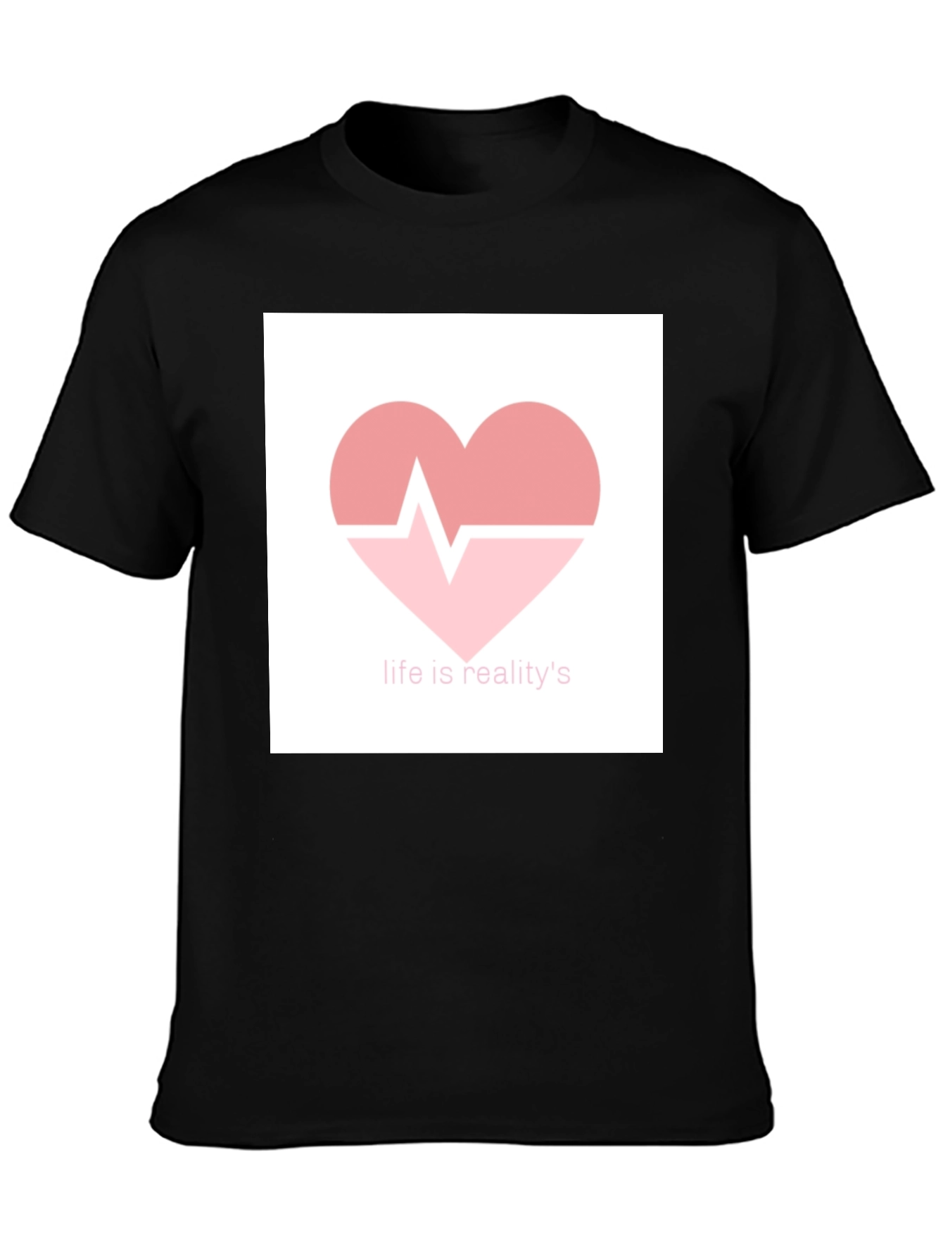 Life is Reality Heartbeat Graphic Tee - Black