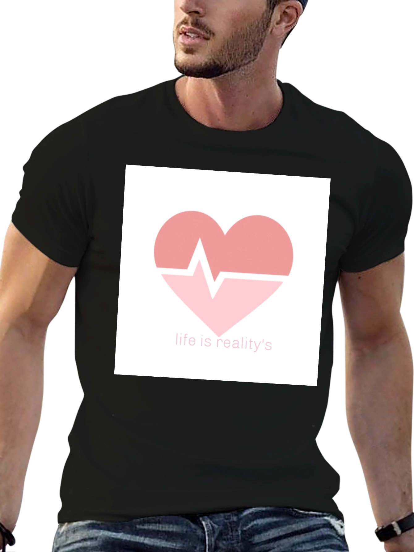 Life is Reality Heartbeat Graphic Tee - Black