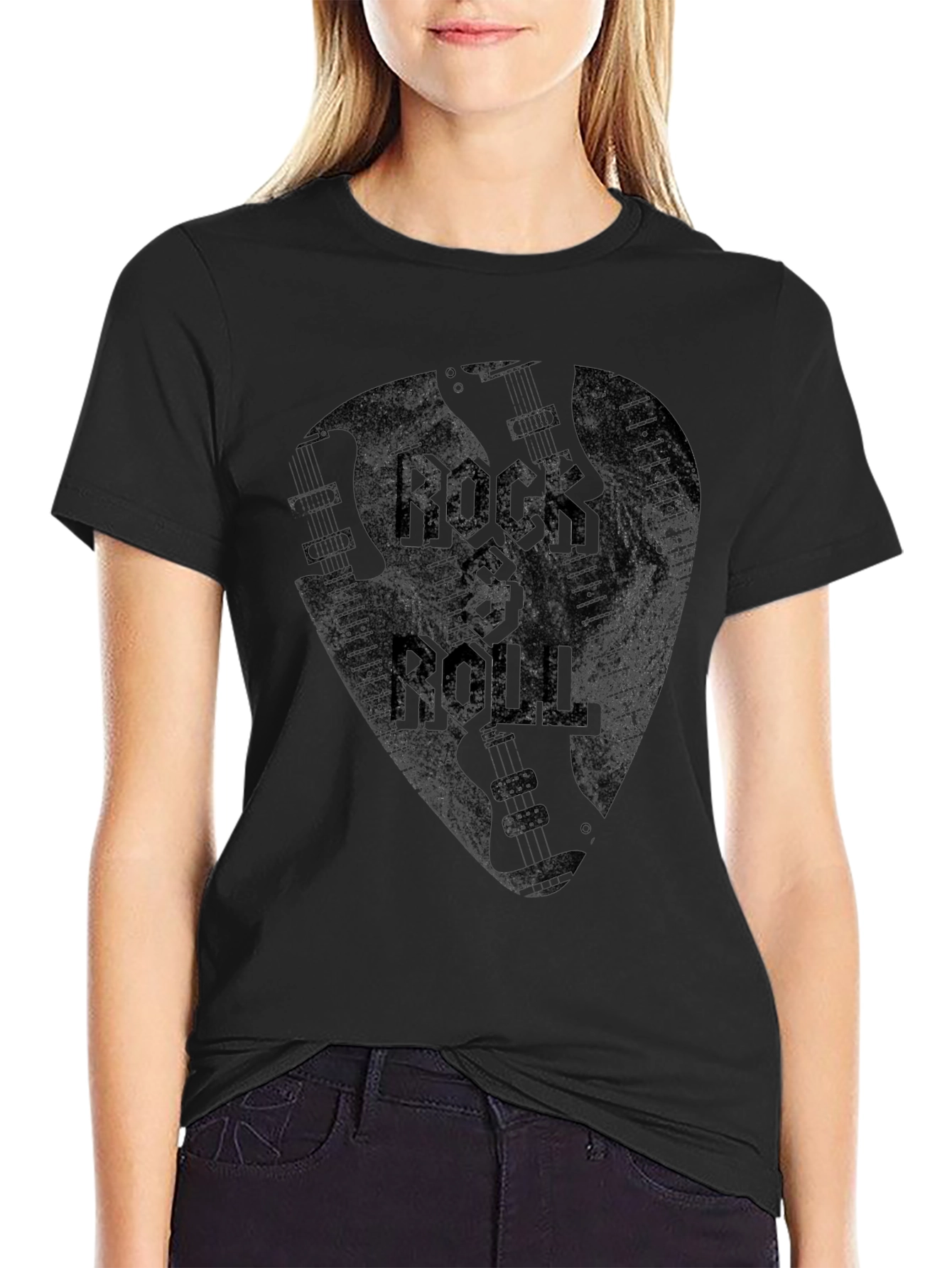 Rock & Roll Guitar Pick Graphic T-Shirt - Black