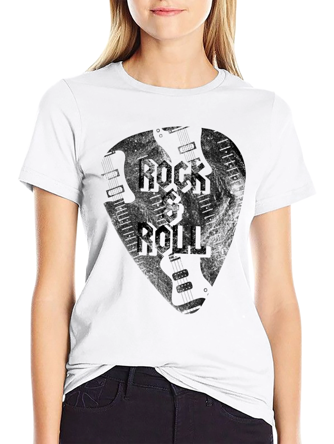 Rock & Roll Guitar Pick Graphic T-Shirt - Black