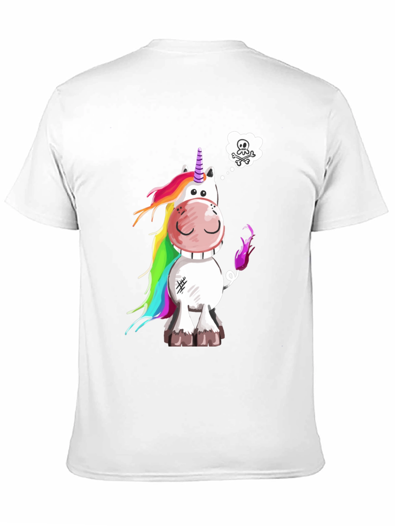 Unicorn Skull Wish Mens Black T-Shirt
