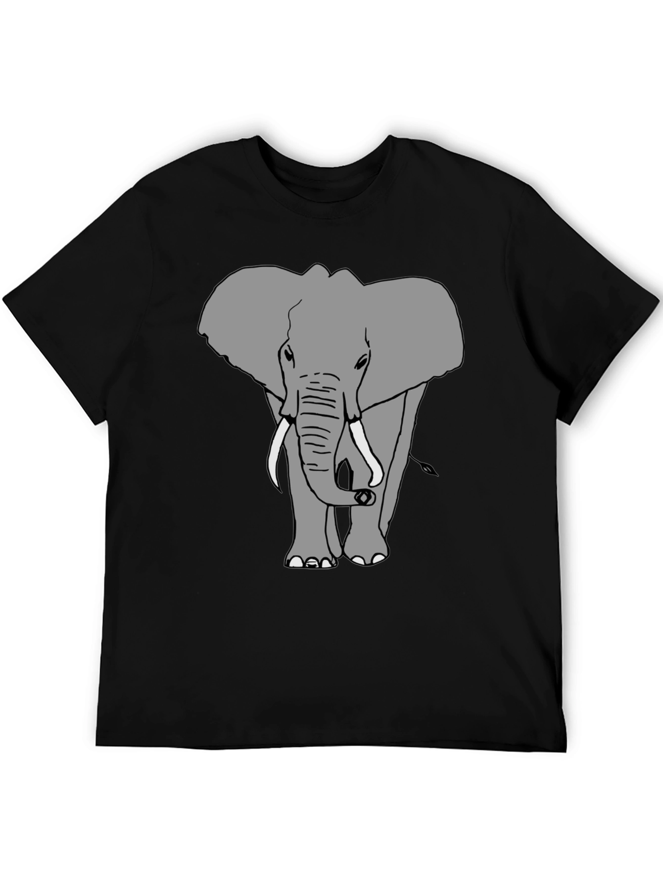 Elephant Graphic Print Crew Neck Tee - Black
