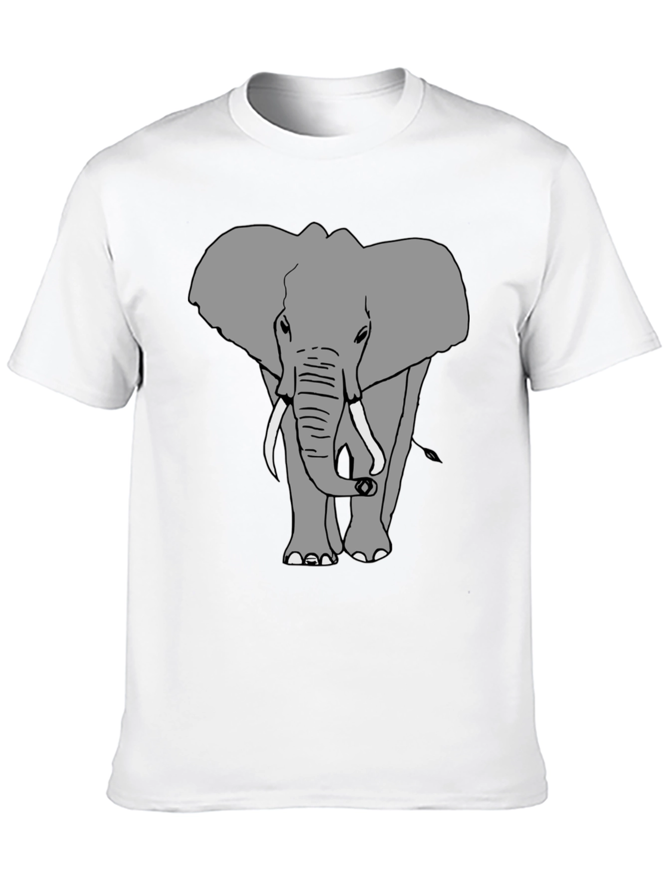 Elephant Graphic Print Crew Neck Tee - Black
