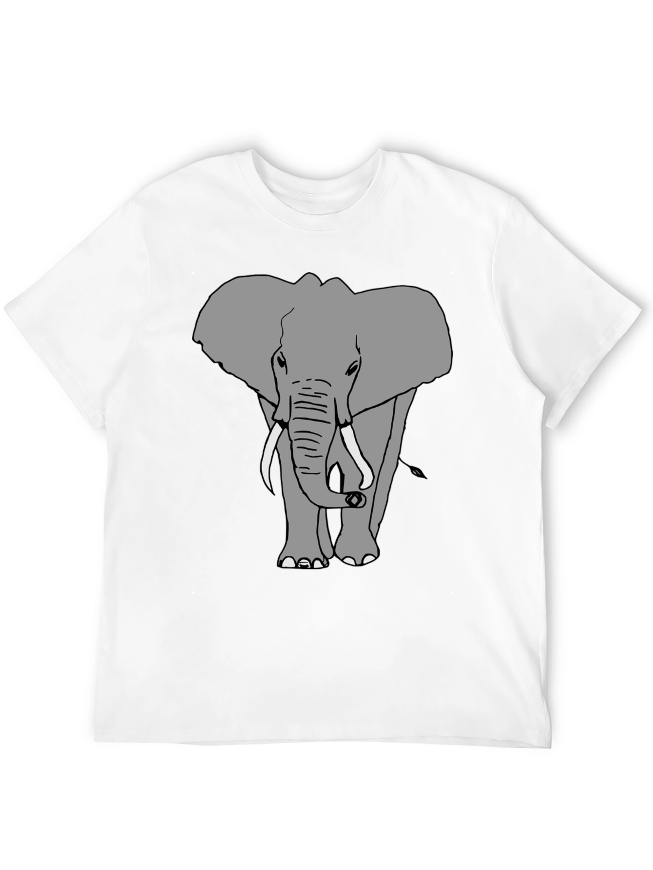 Elephant Graphic Print Crew Neck Tee - Black