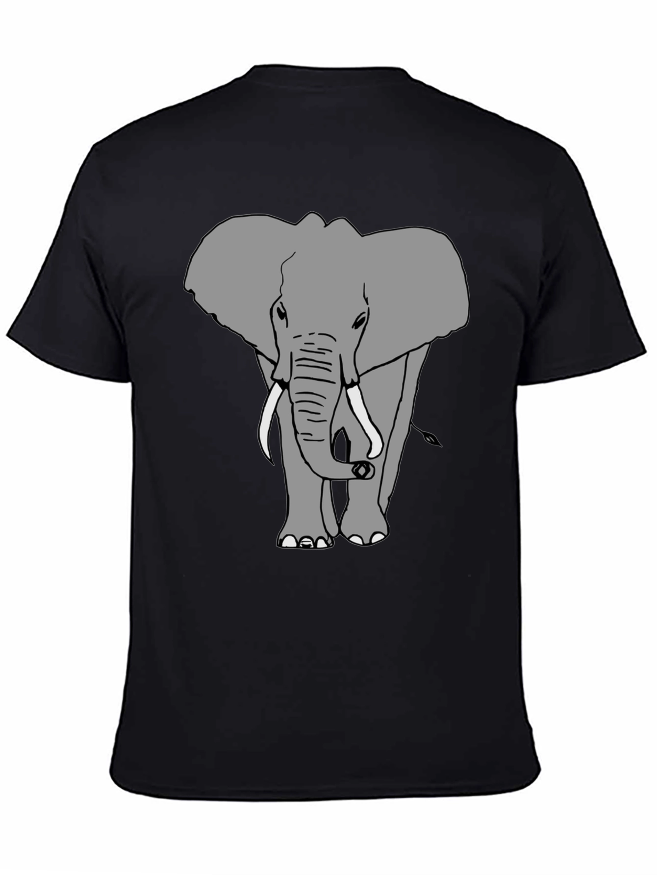 Elephant Graphic Print Crew Neck Tee - Black