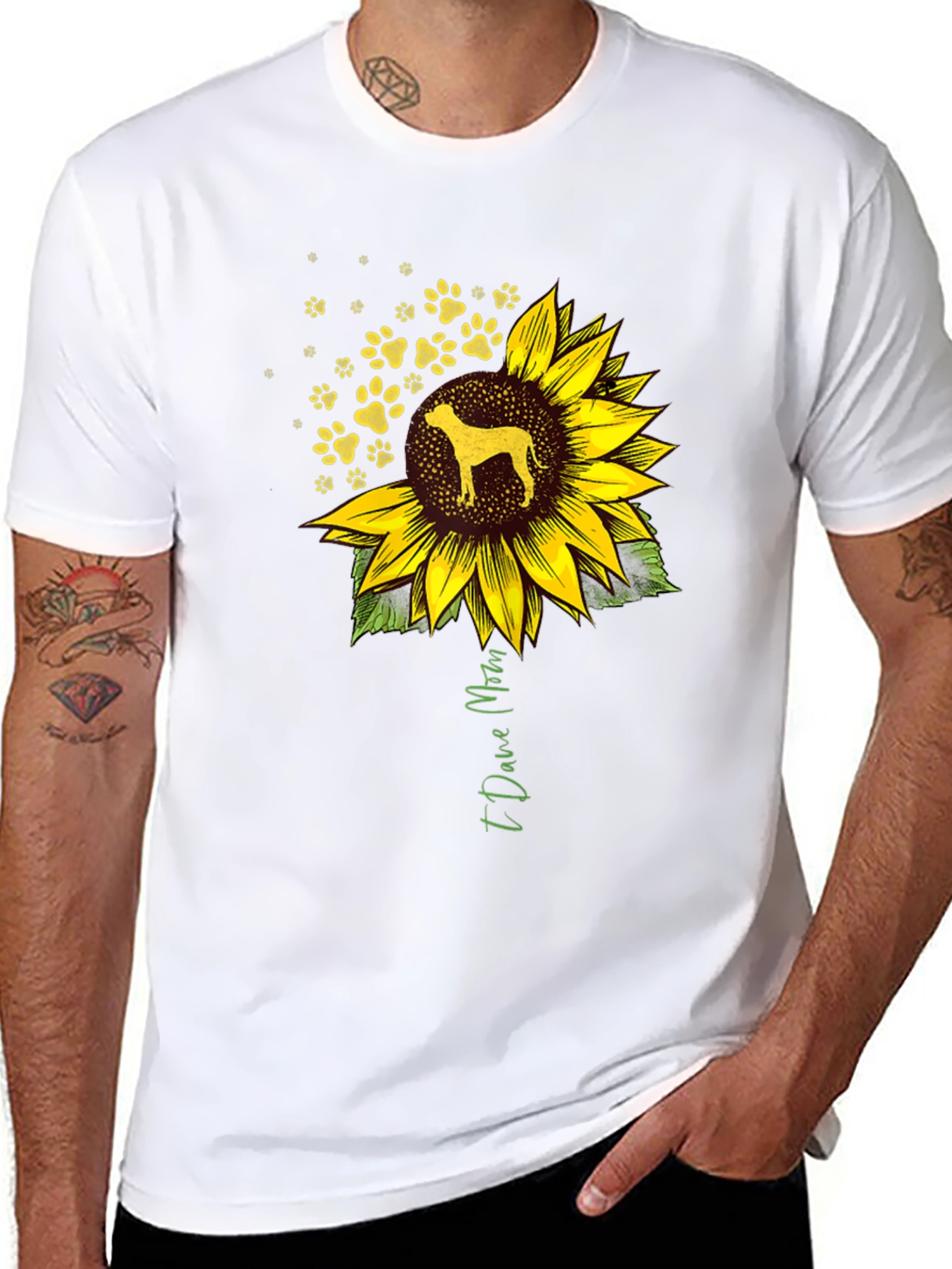 I Love Mom Dog Sunflower T-Shirt