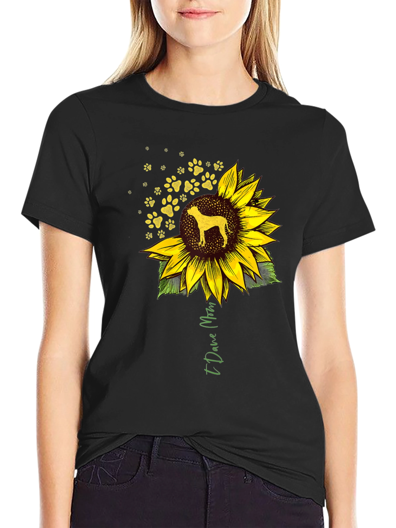 I Love Mom Dog Sunflower T-Shirt