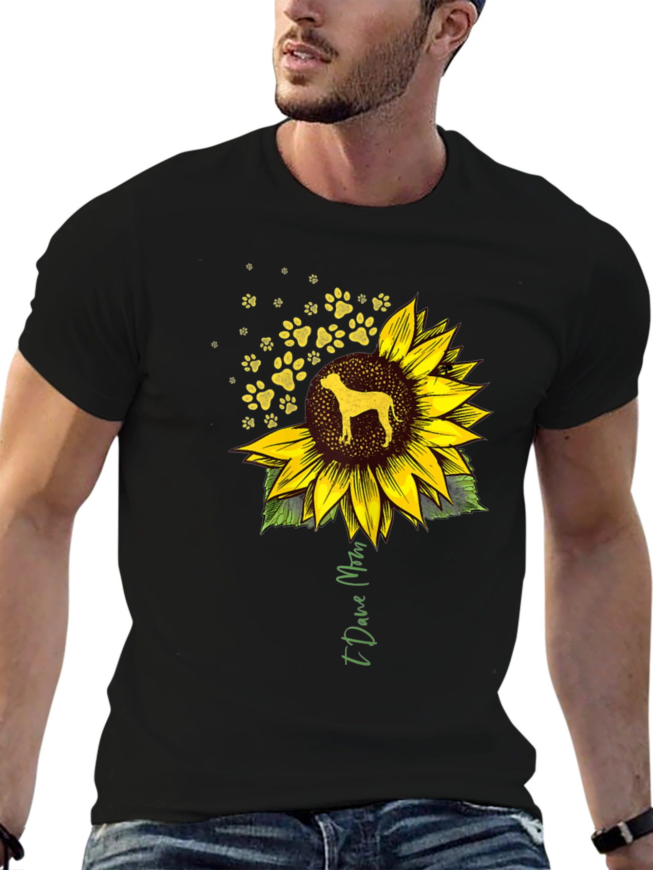 I Love Mom Dog Sunflower T-Shirt