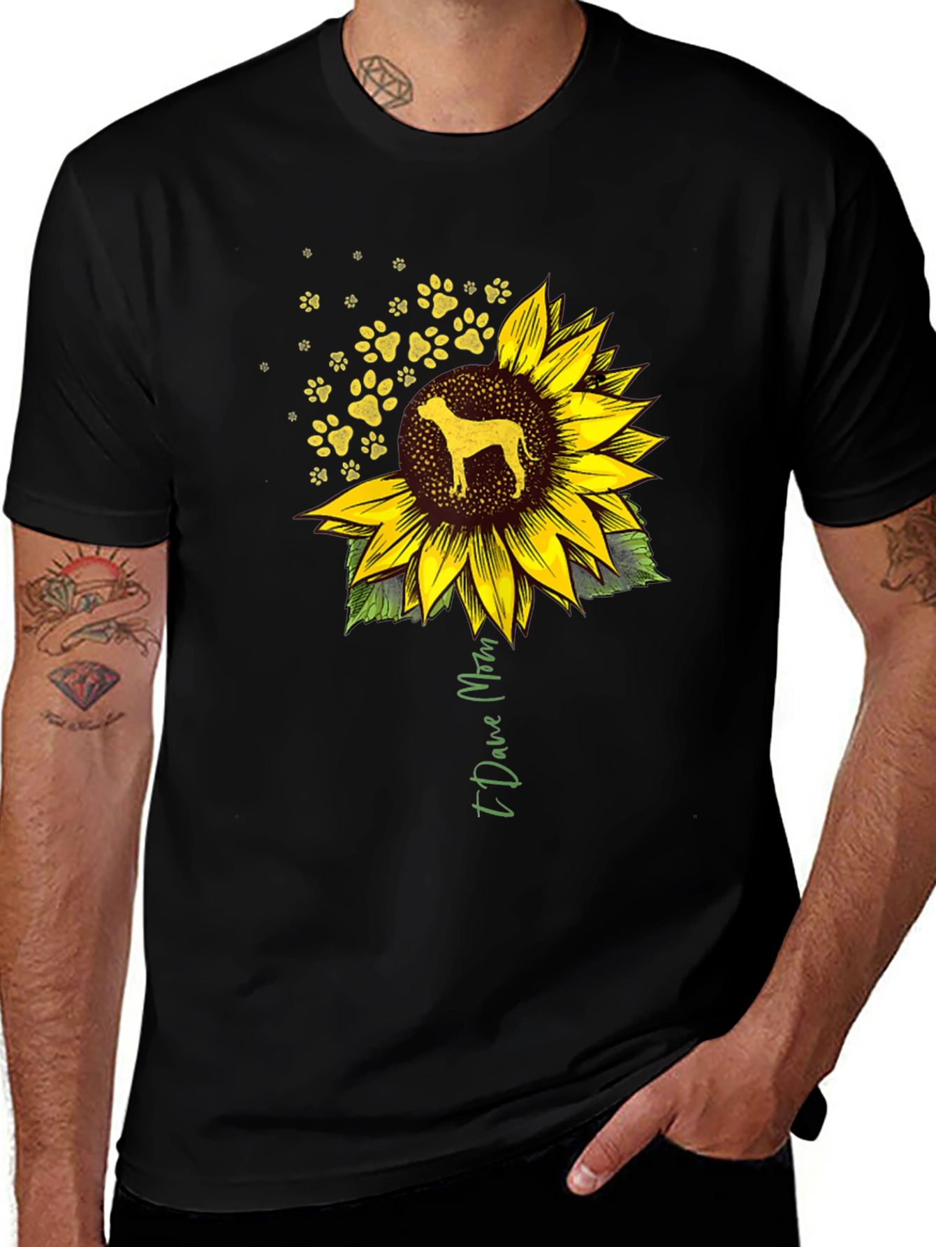 I Love Mom Dog Sunflower T-Shirt