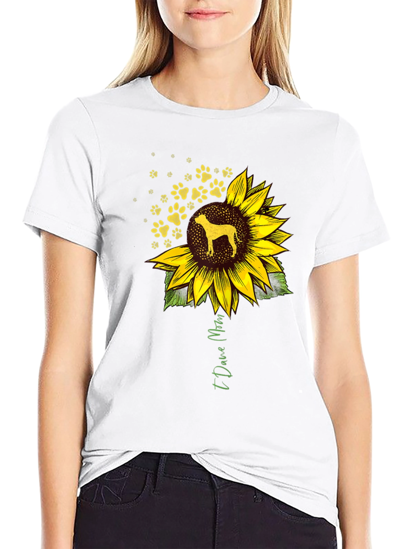 I Love Mom Dog Sunflower T-Shirt