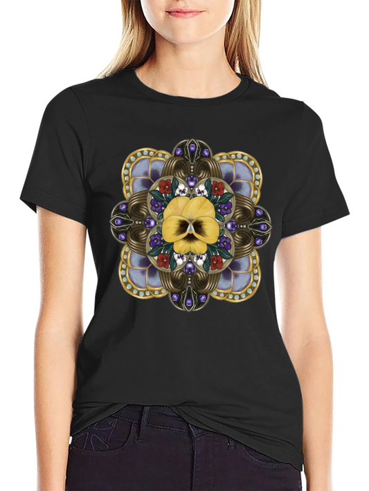 Ornate Floral Skull Graphic Tee - Unisex