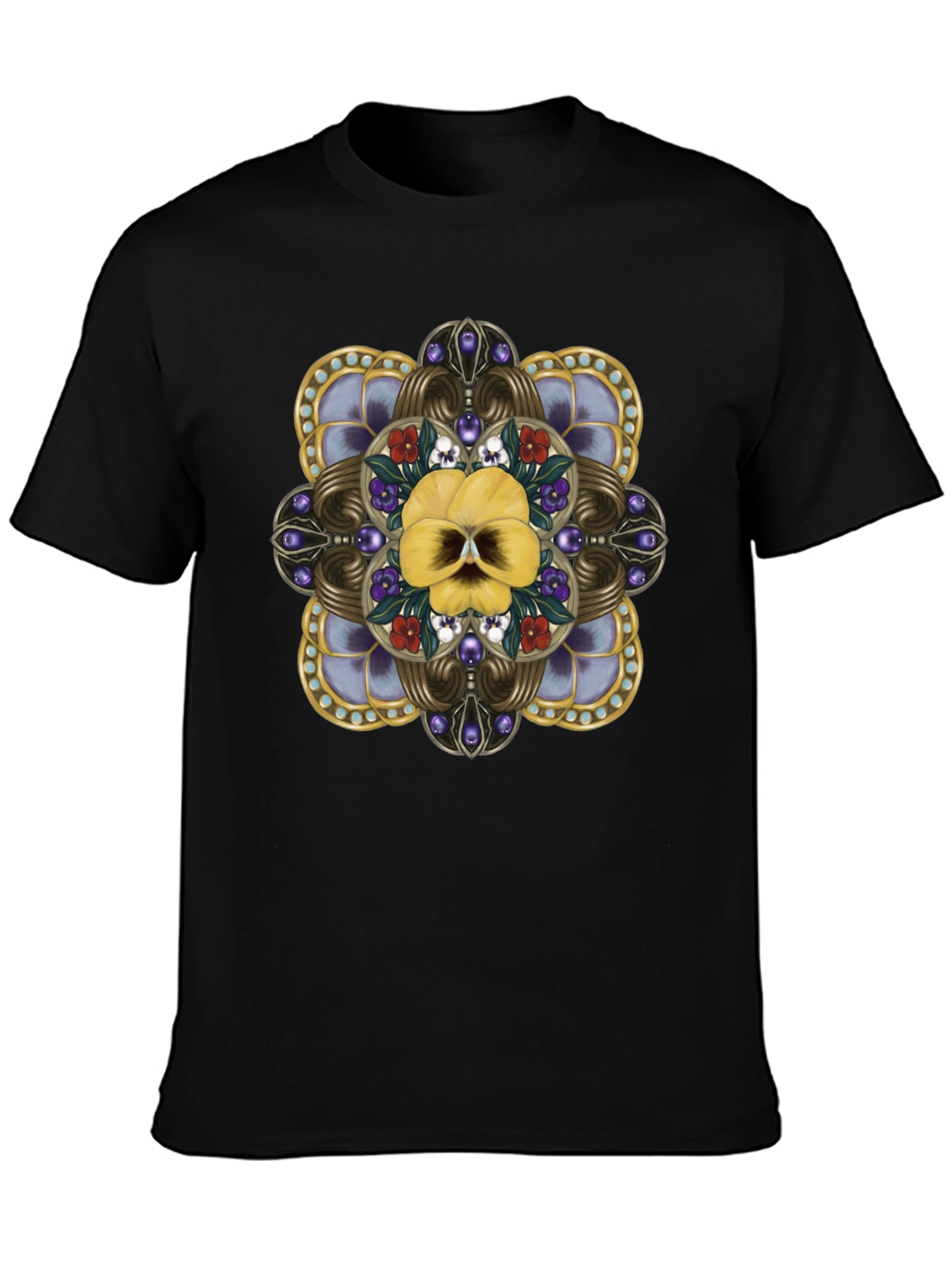 Ornate Floral Skull Graphic Tee - Unisex