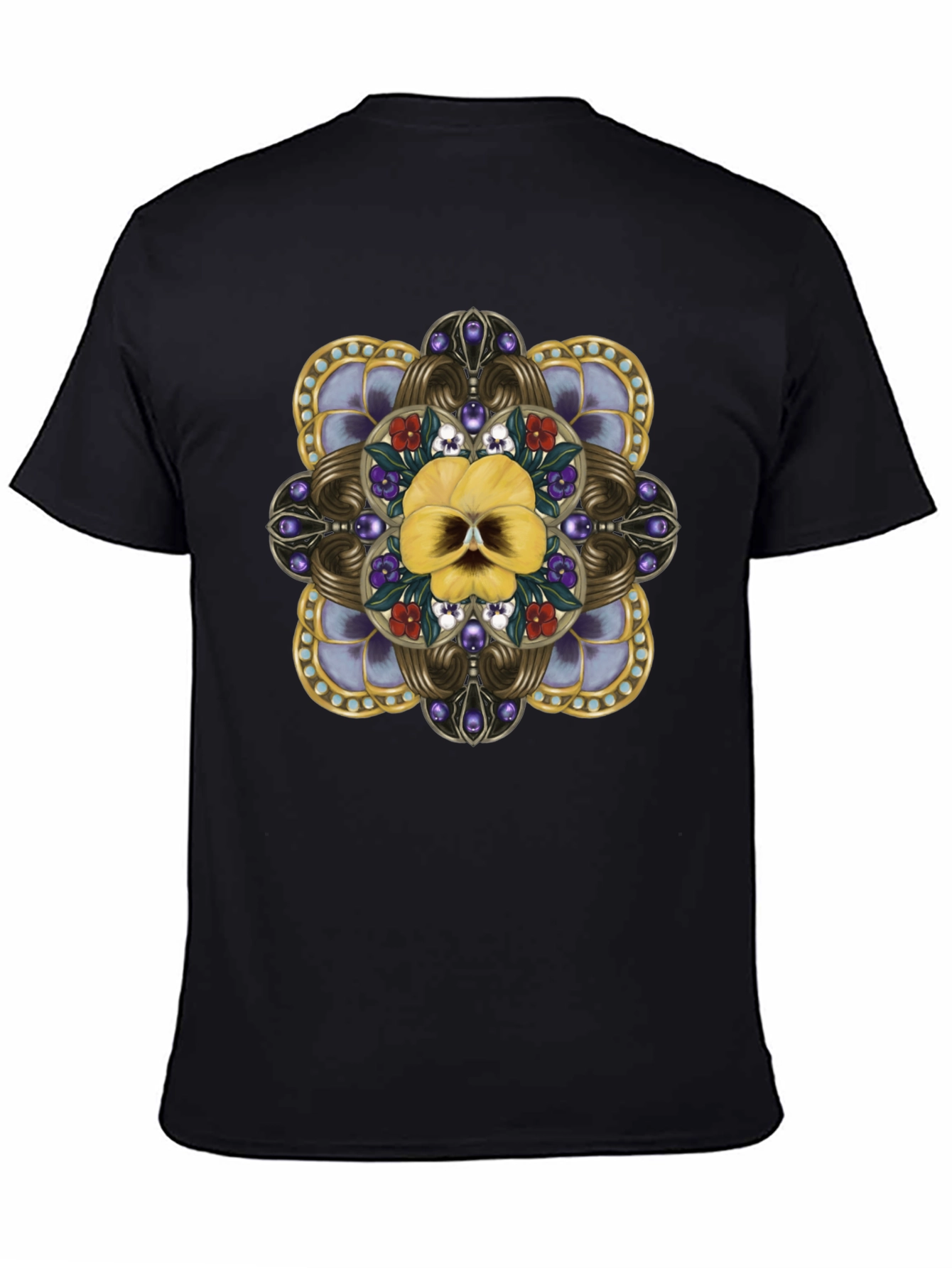 Ornate Floral Skull Graphic Tee - Unisex