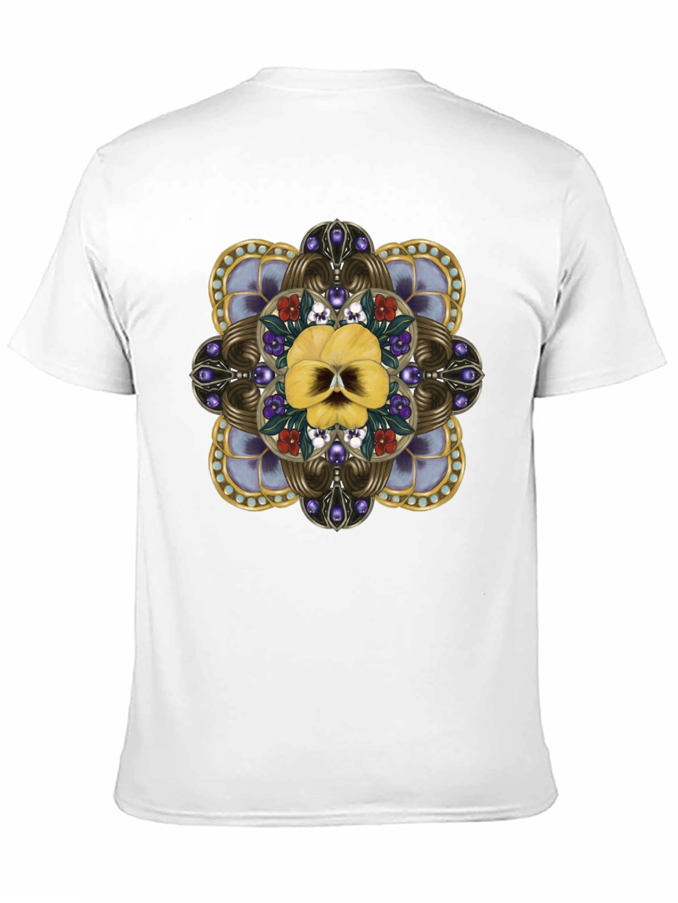 Ornate Floral Skull Graphic Tee - Unisex
