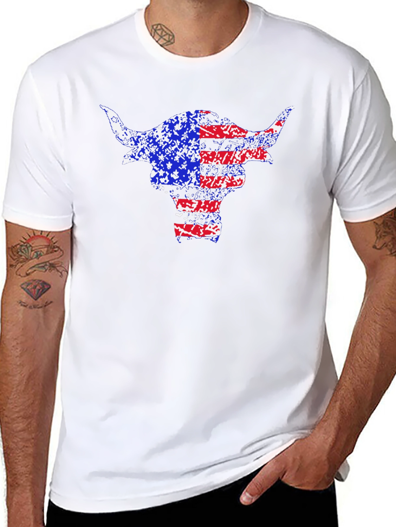American Flag Bull Graphic Tee