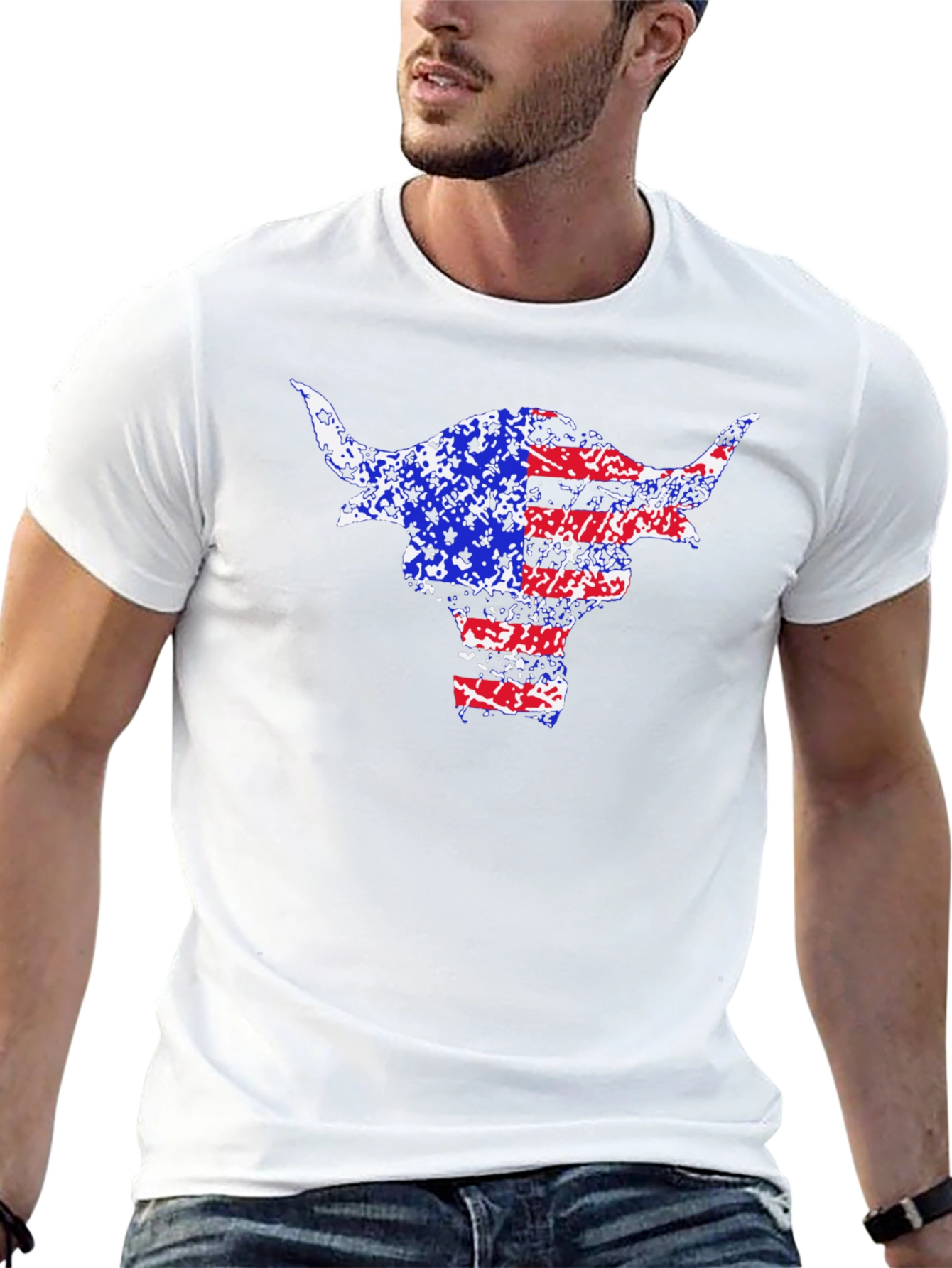 American Flag Bull Graphic Tee