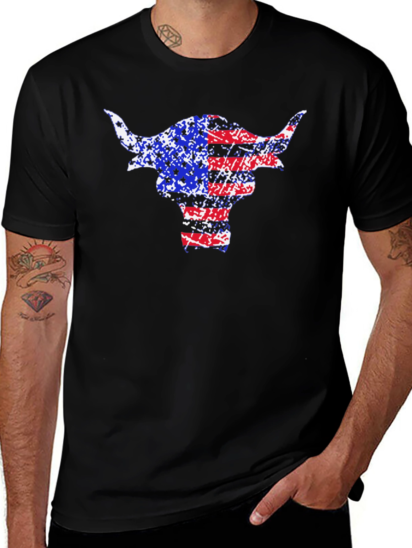American Flag Bull Graphic Tee