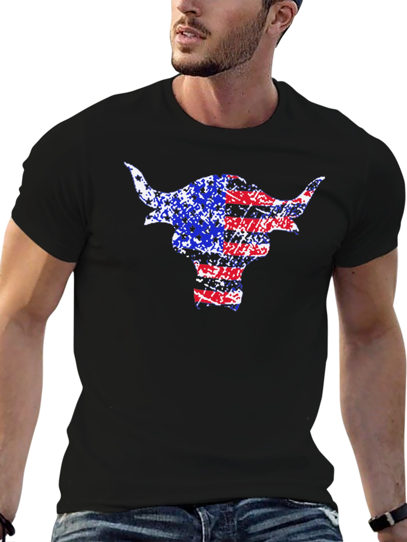 American Flag Bull Graphic Tee