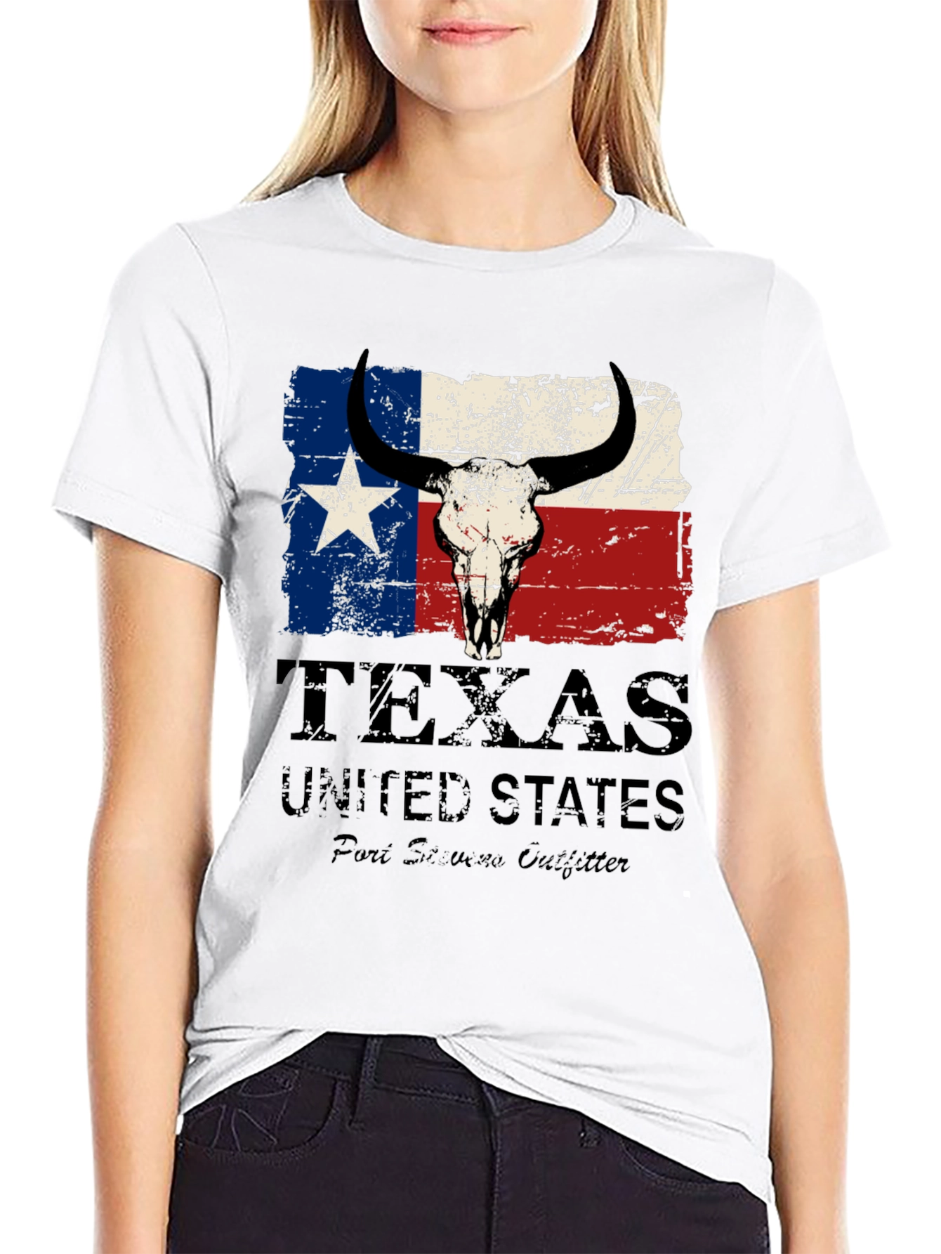 Texas Flag Bull Skull Graphic Tee