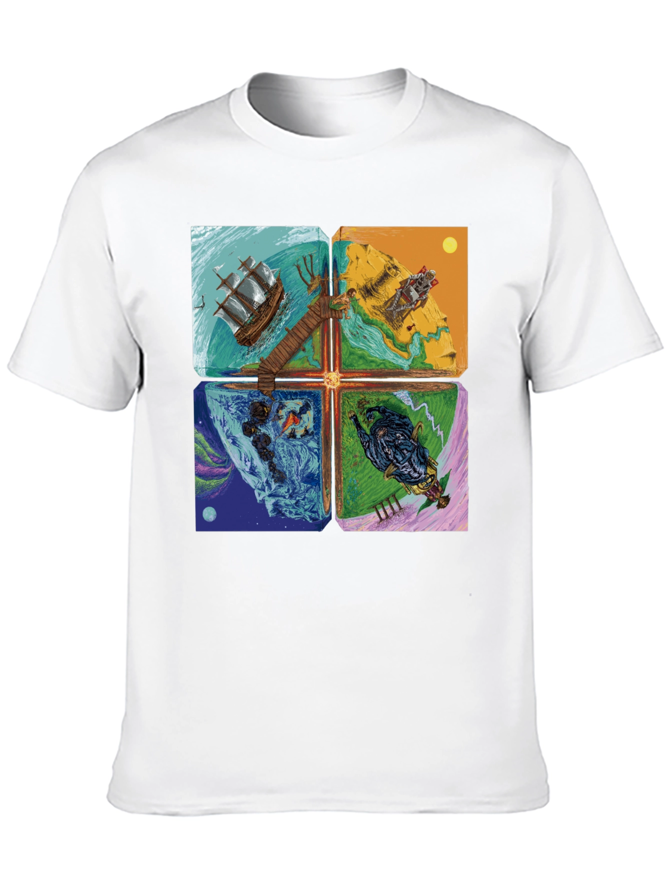Elemental Worlds Graphic Tee - Black Crewneck T-Shirt