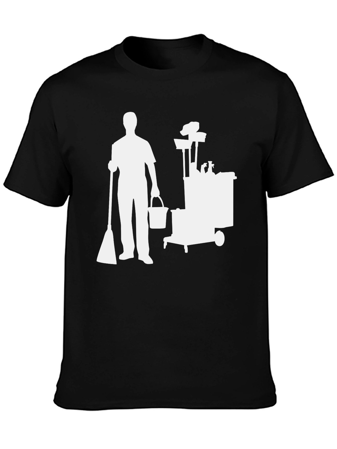 Janitor Silhouette Graphic Tee - Black Cotton Blend