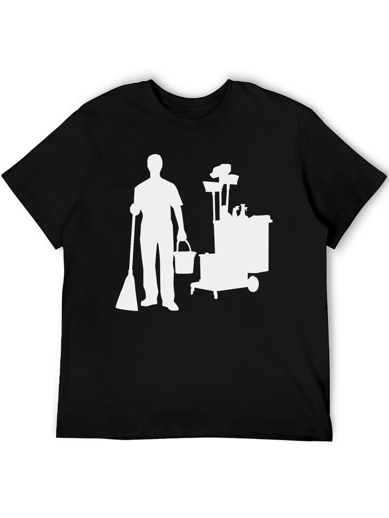 Janitor Silhouette Graphic Tee - Black Cotton Blend