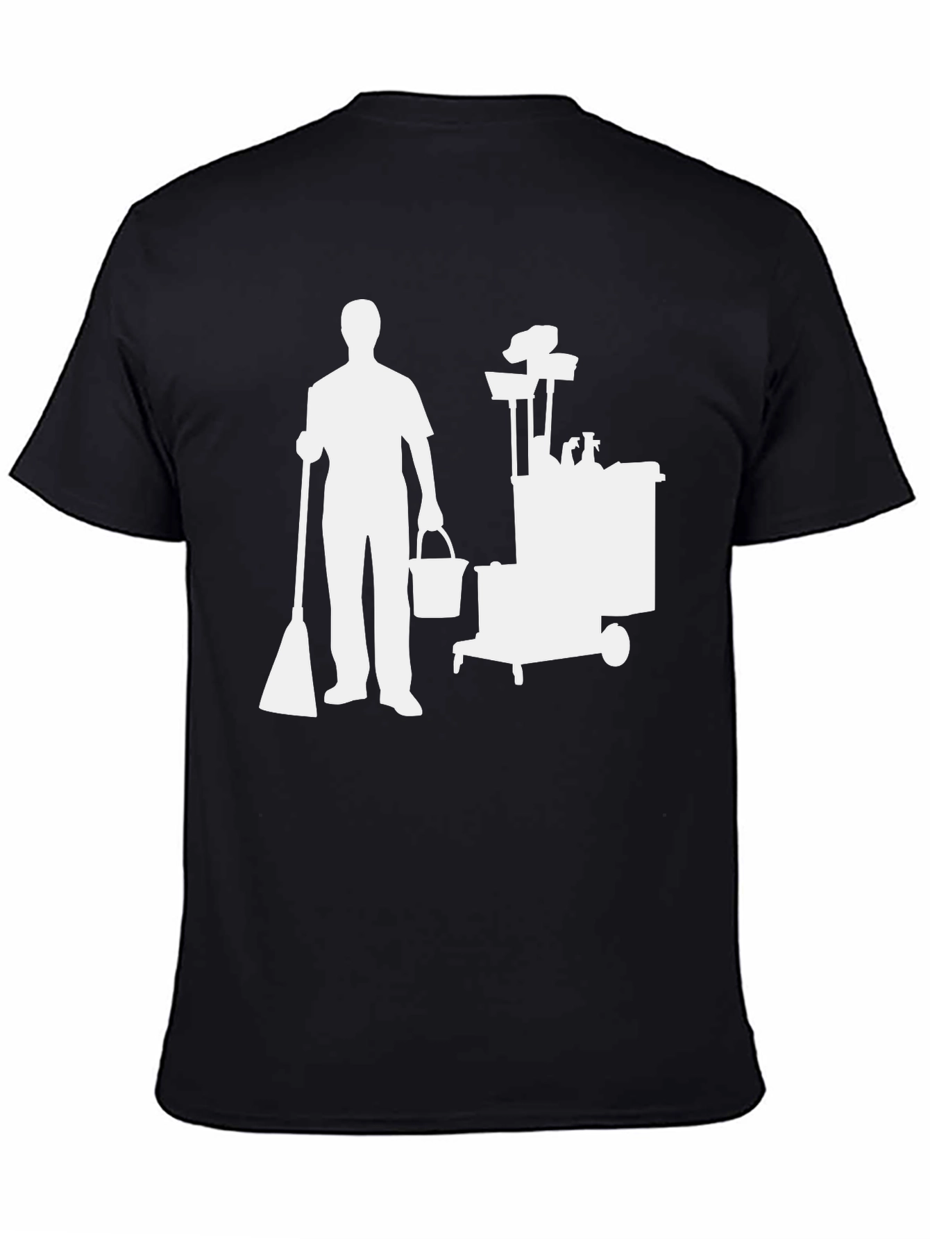 Janitor Silhouette Graphic Tee - Black Cotton Blend
