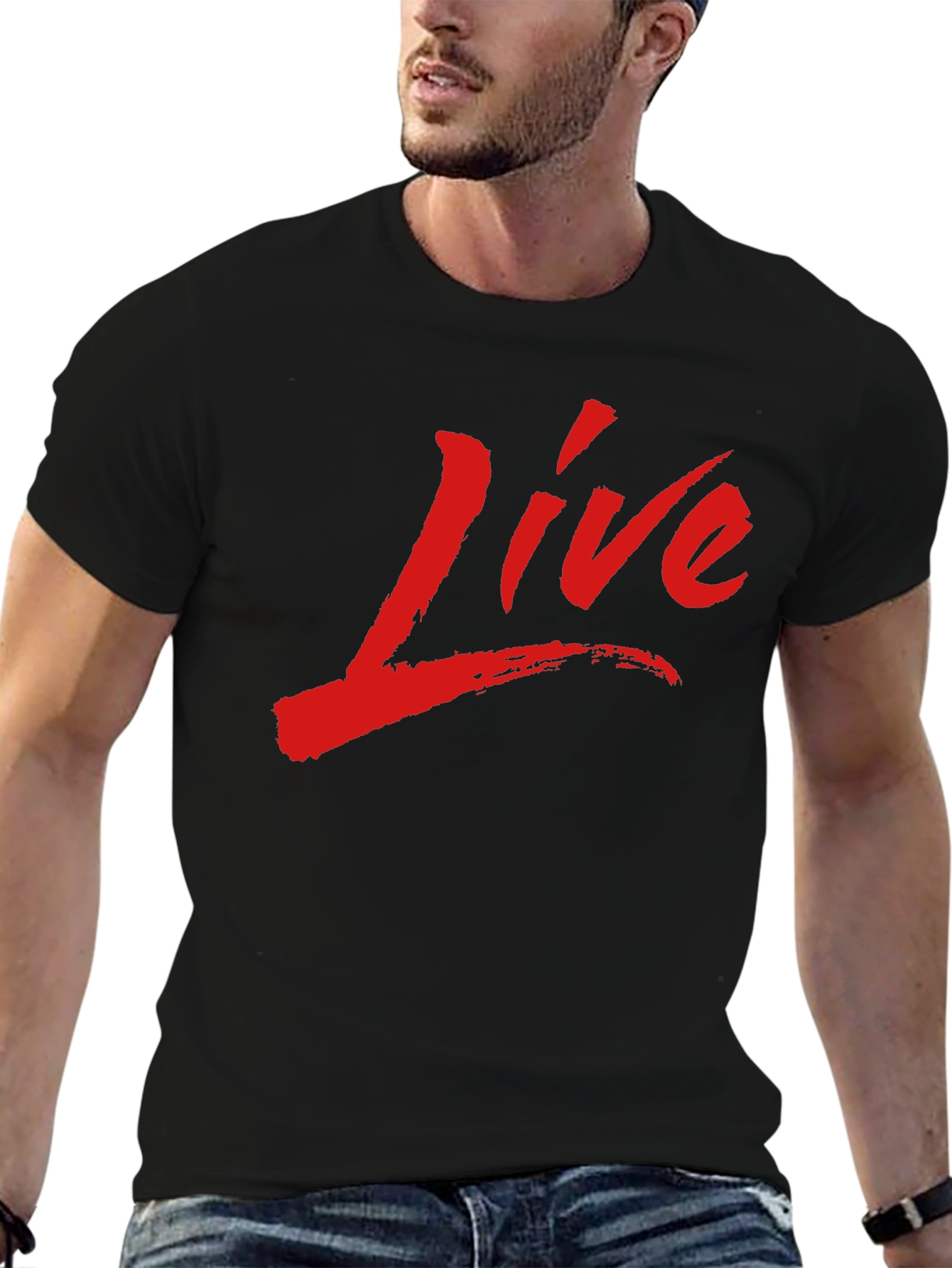 Live Graphic Print Black T-Shirt