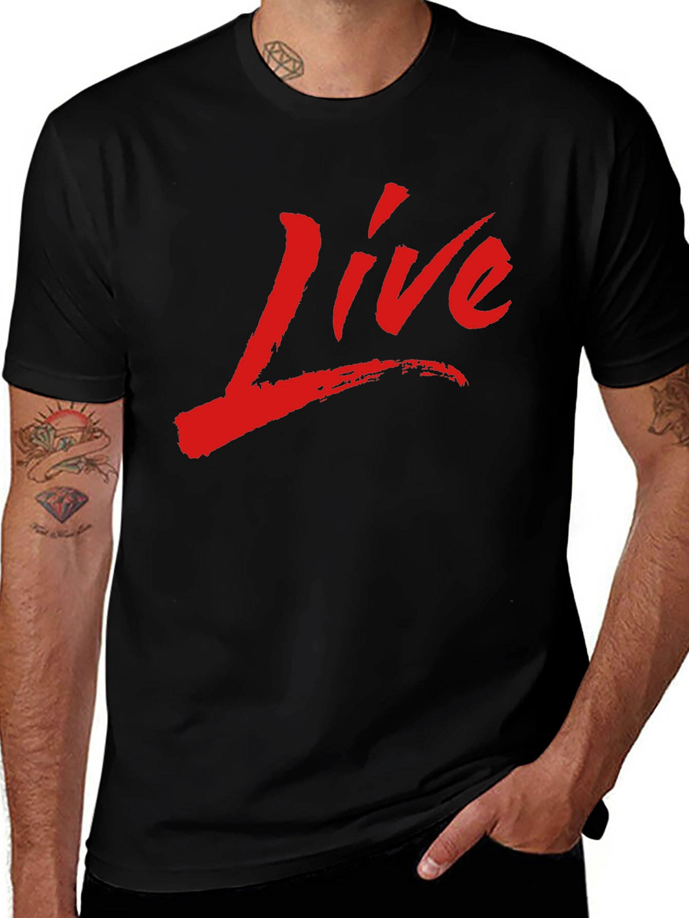 Live Graphic Print Black T-Shirt