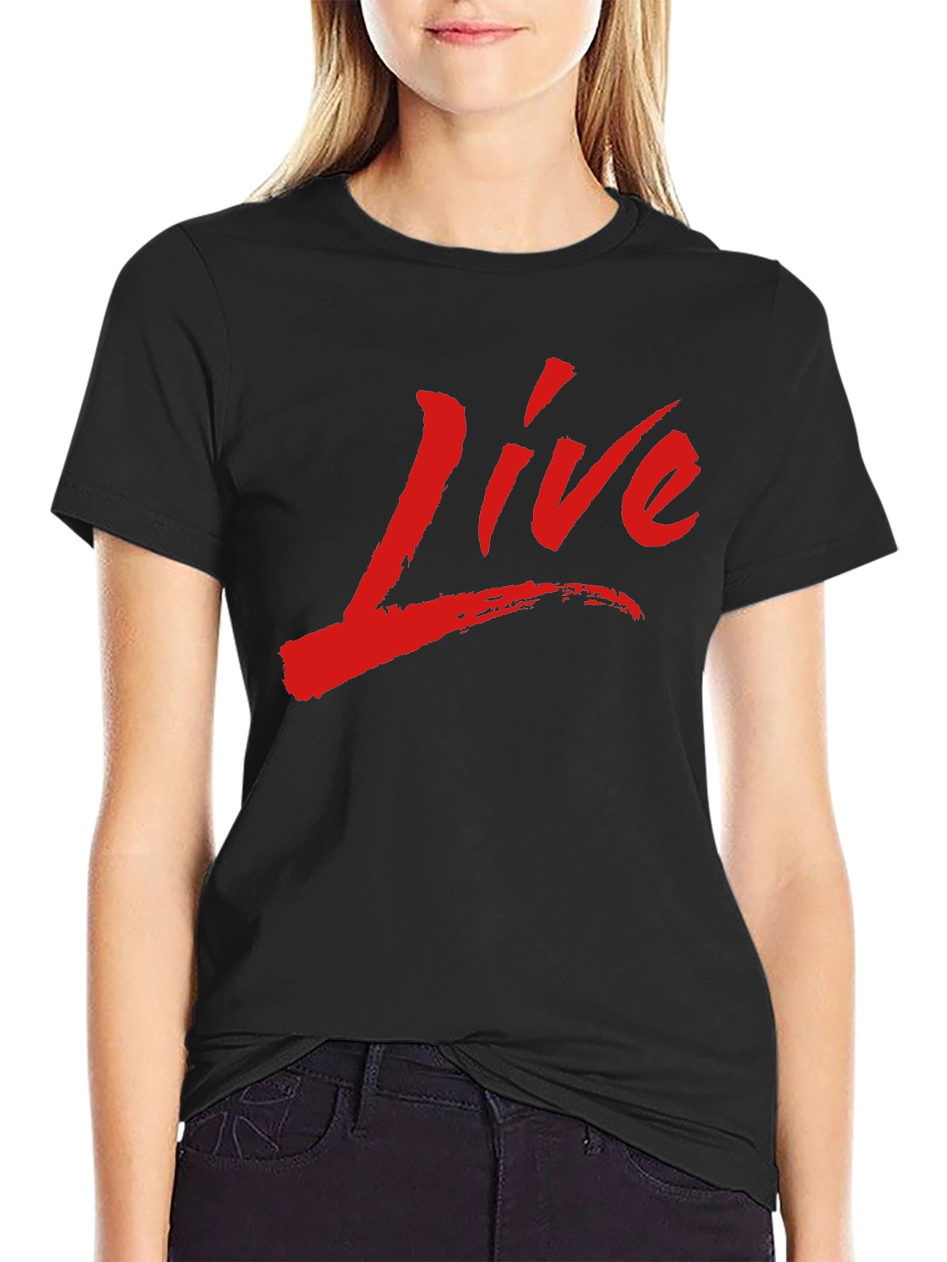Live Graphic Print Black T-Shirt