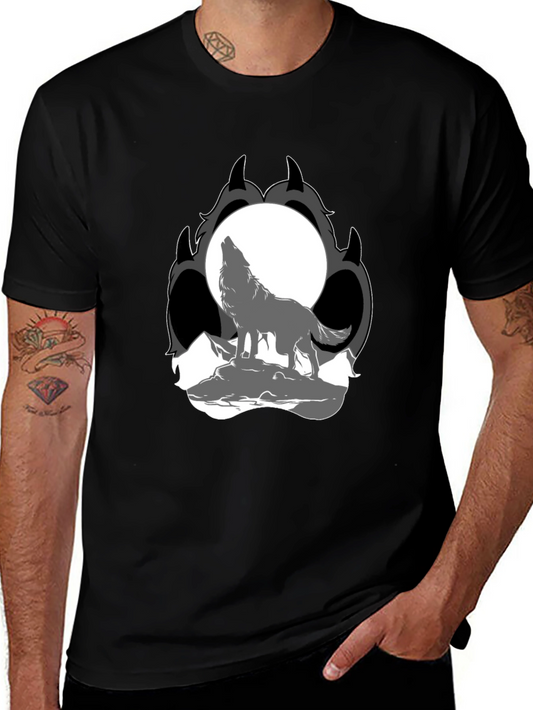 Wolf Moon Paw Print Black T-Shirt