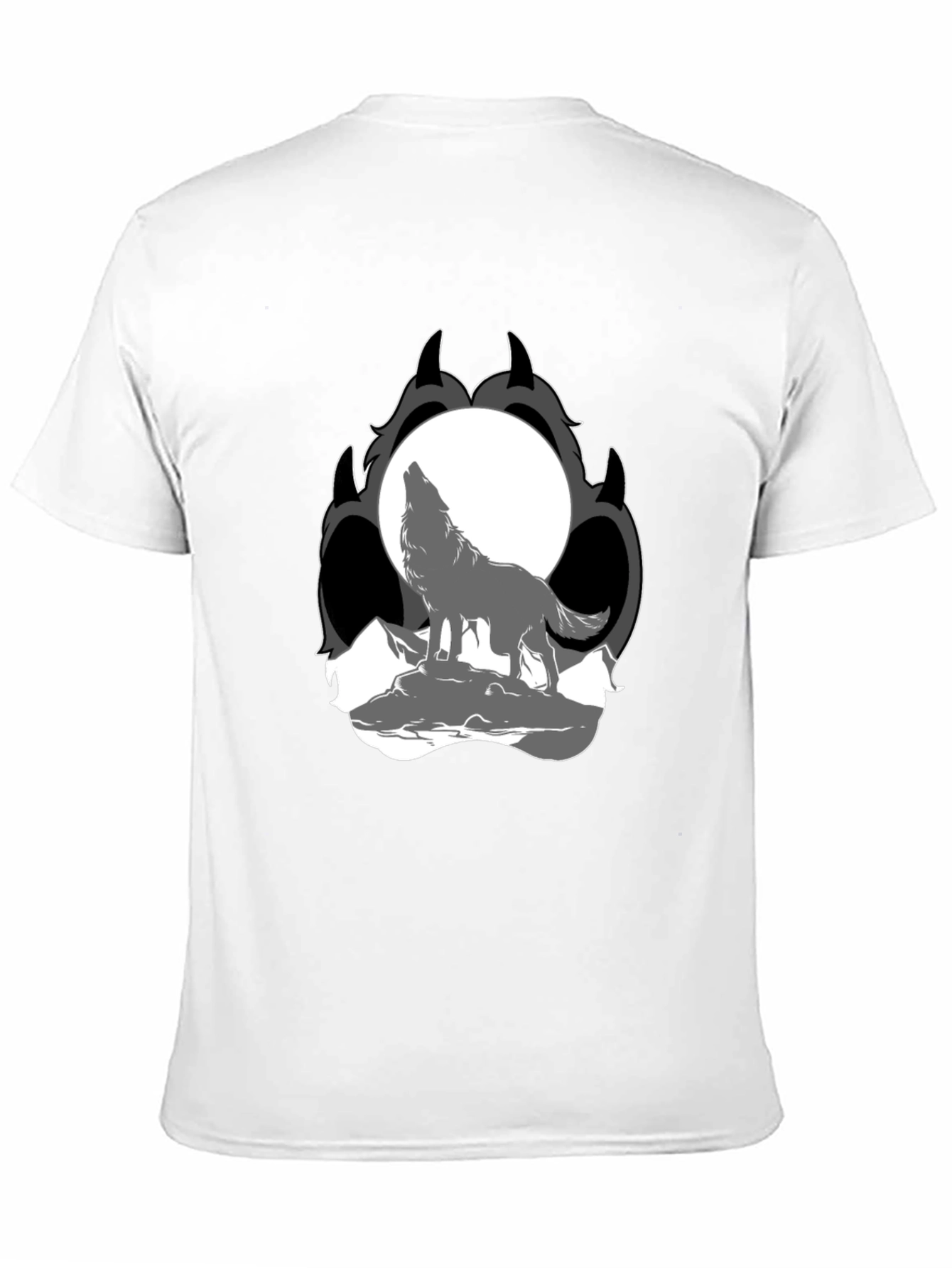 Wolf Moon Paw Print Black T-Shirt